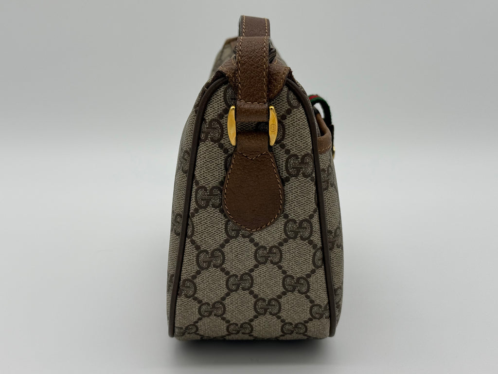 Gucci GG Supreme Web Sherry Line Shoulder Bag – Beige / Red / Gold (SKU: 152643)