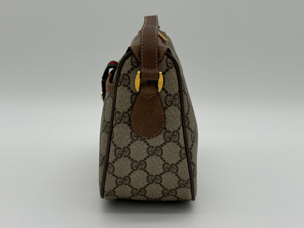 Gucci GG Supreme Web Sherry Line Shoulder Bag – Beige / Red / Gold (SKU: 152643)