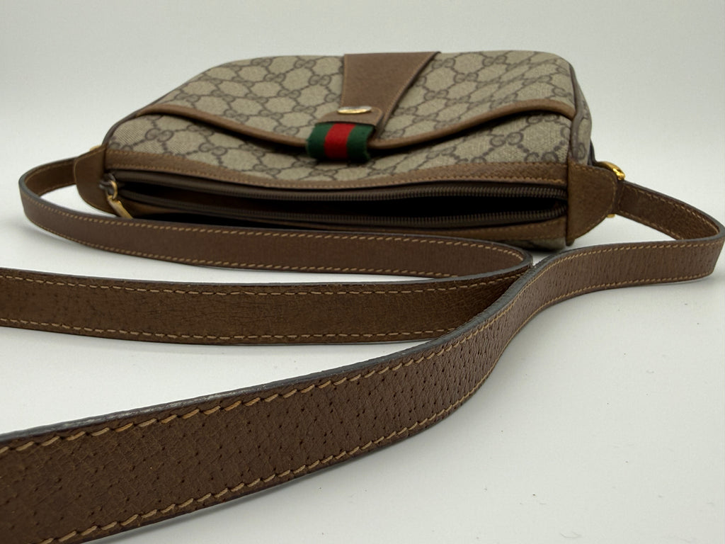 Gucci GG Supreme Web Sherry Line Shoulder Bag – Beige / Red / Gold (SKU: 152643)