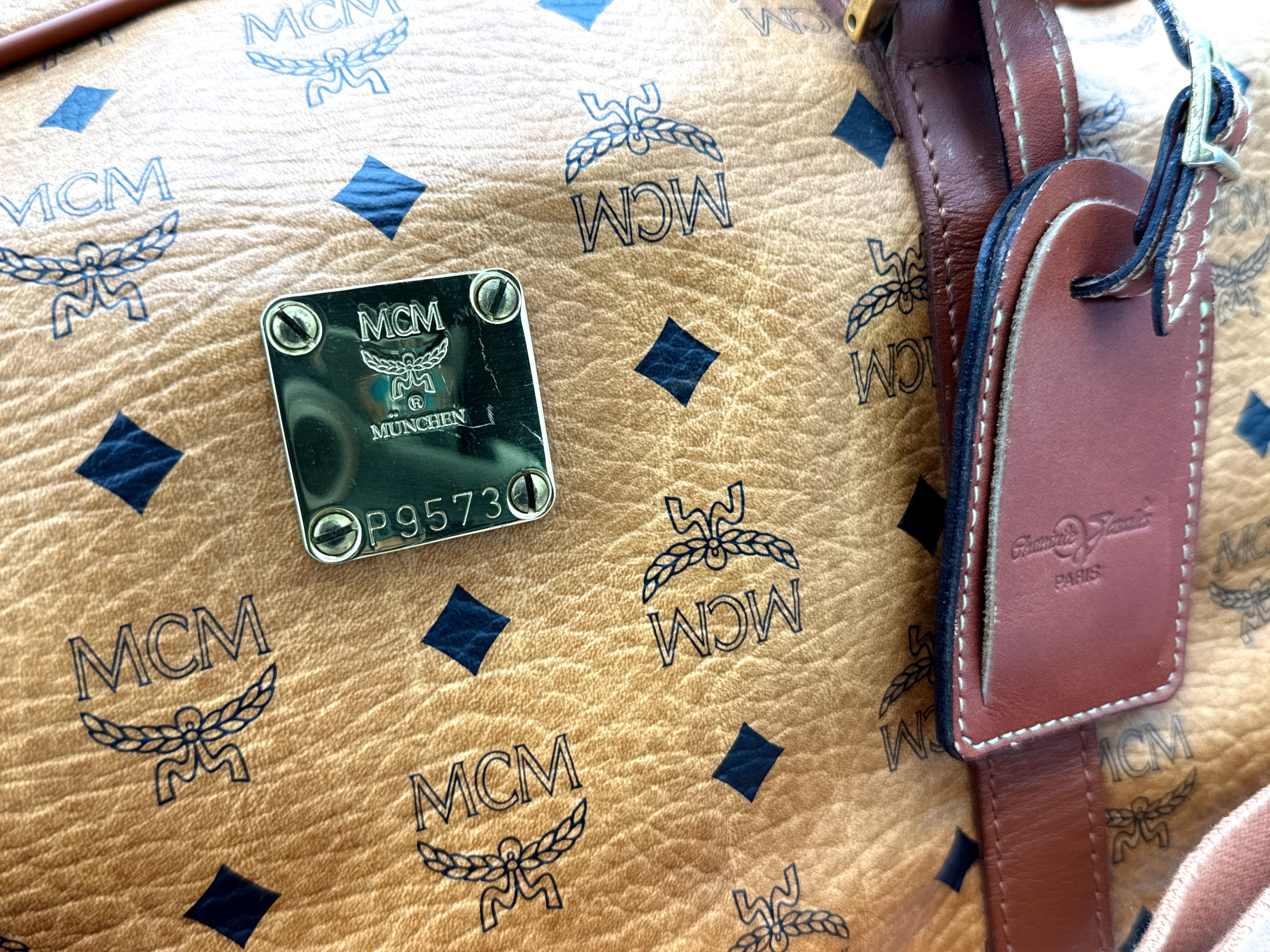 MCM Logogram Visetos Boston Bag – Brown/Gold (SKU: 121348)