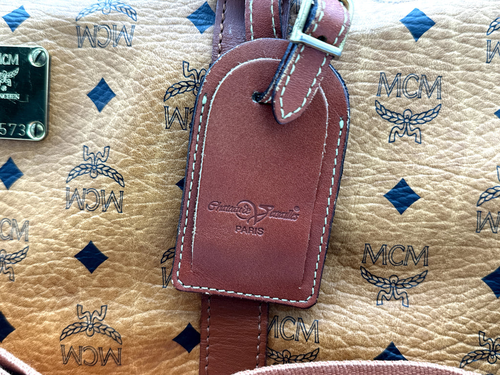 MCM Logogram Visetos Boston Bag – Brown/Gold (SKU: 121348)