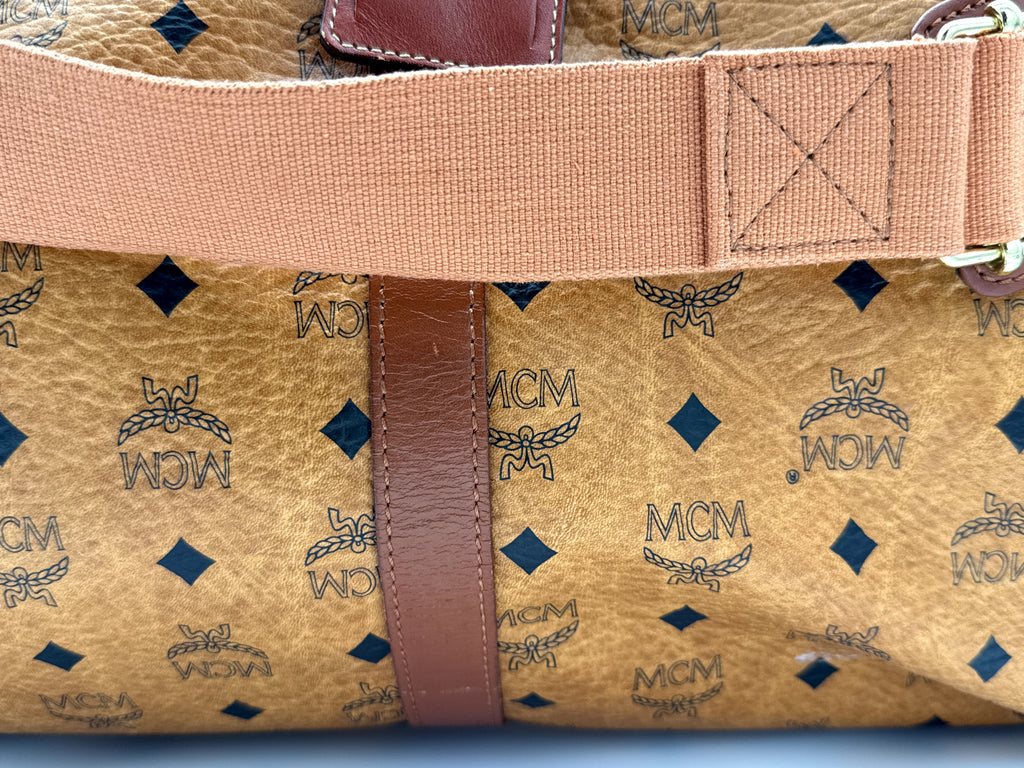 MCM Logogram Visetos Boston Bag – Brown/Gold (SKU: 121348)
