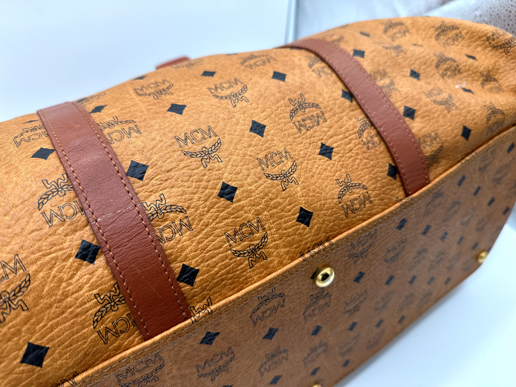 MCM Logogram Visetos Boston Bag – Brown/Gold (SKU: 121348)