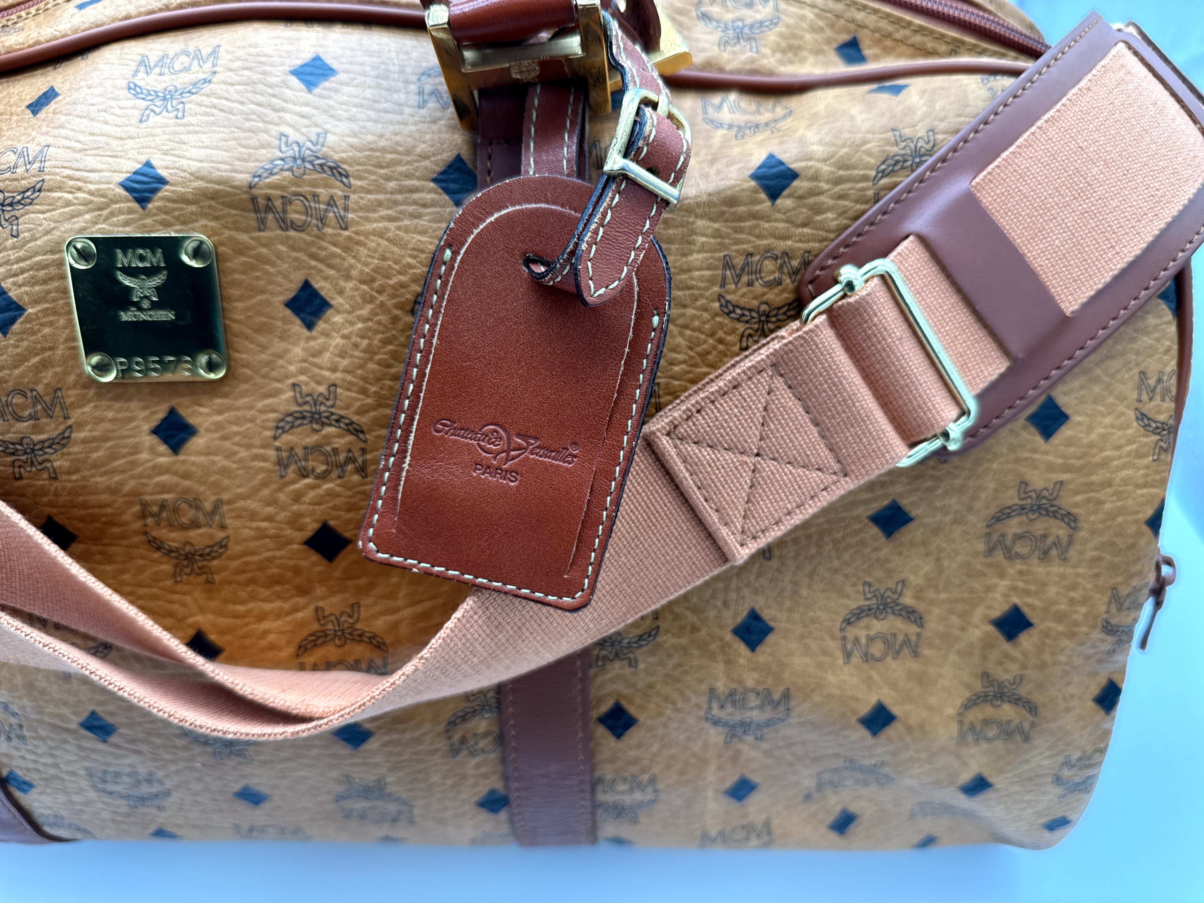 MCM Logogram Visetos Boston Bag – Brown/Gold (SKU: 121348)