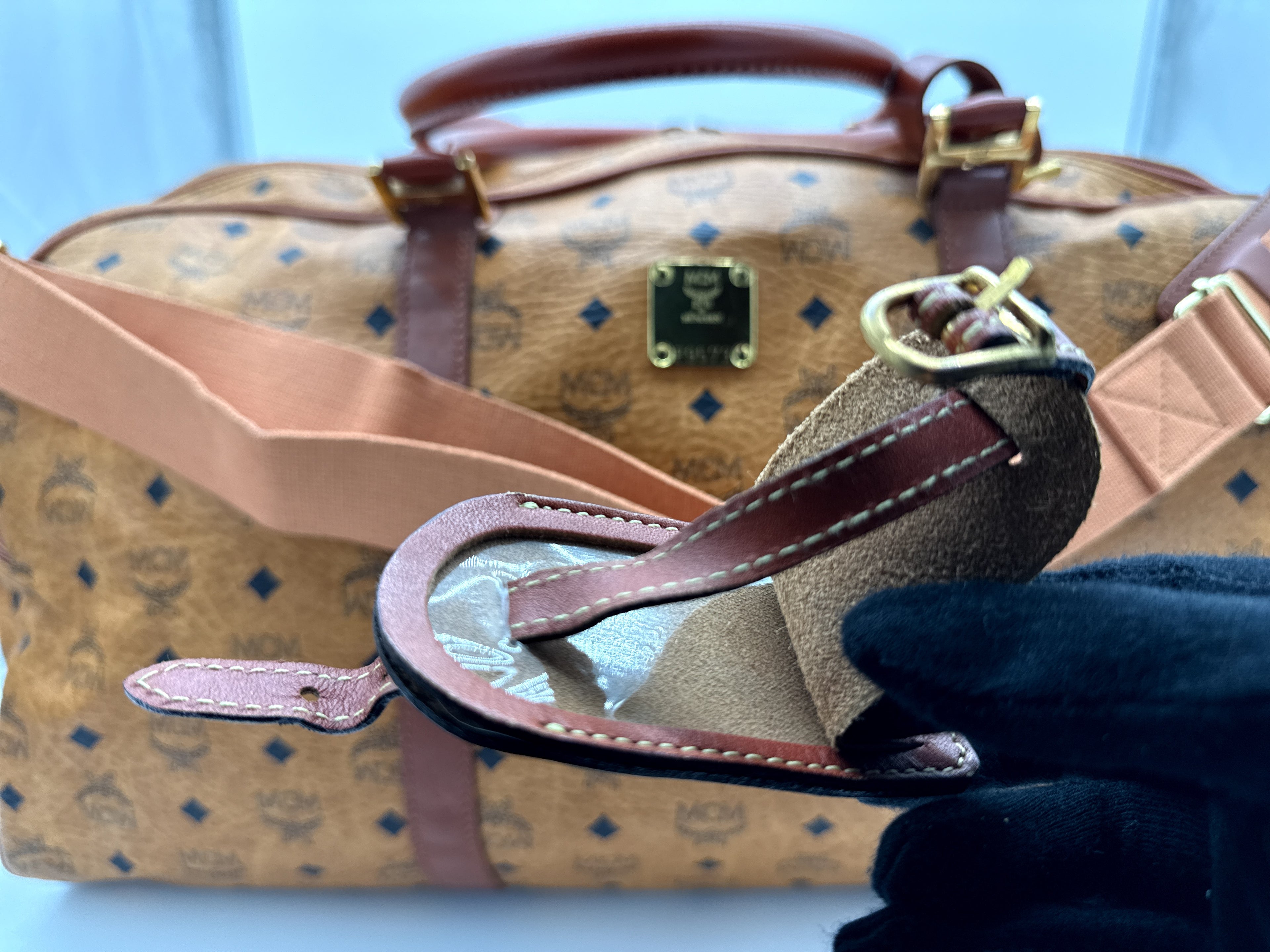 MCM Logogram Visetos Boston Bag – Brown/Gold (SKU: 121348)