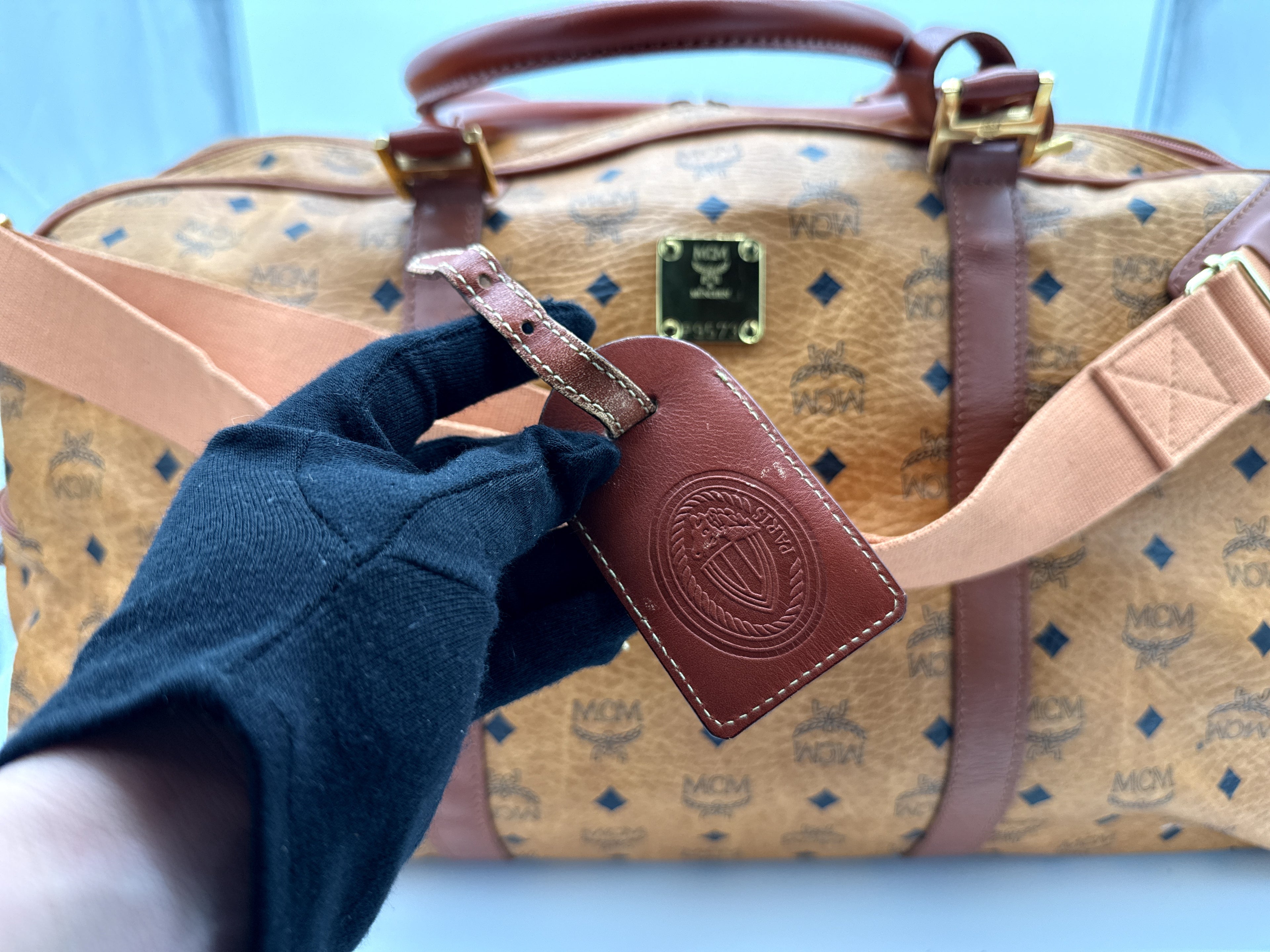 MCM Logogram Visetos Boston Bag – Brown/Gold (SKU: 121348)