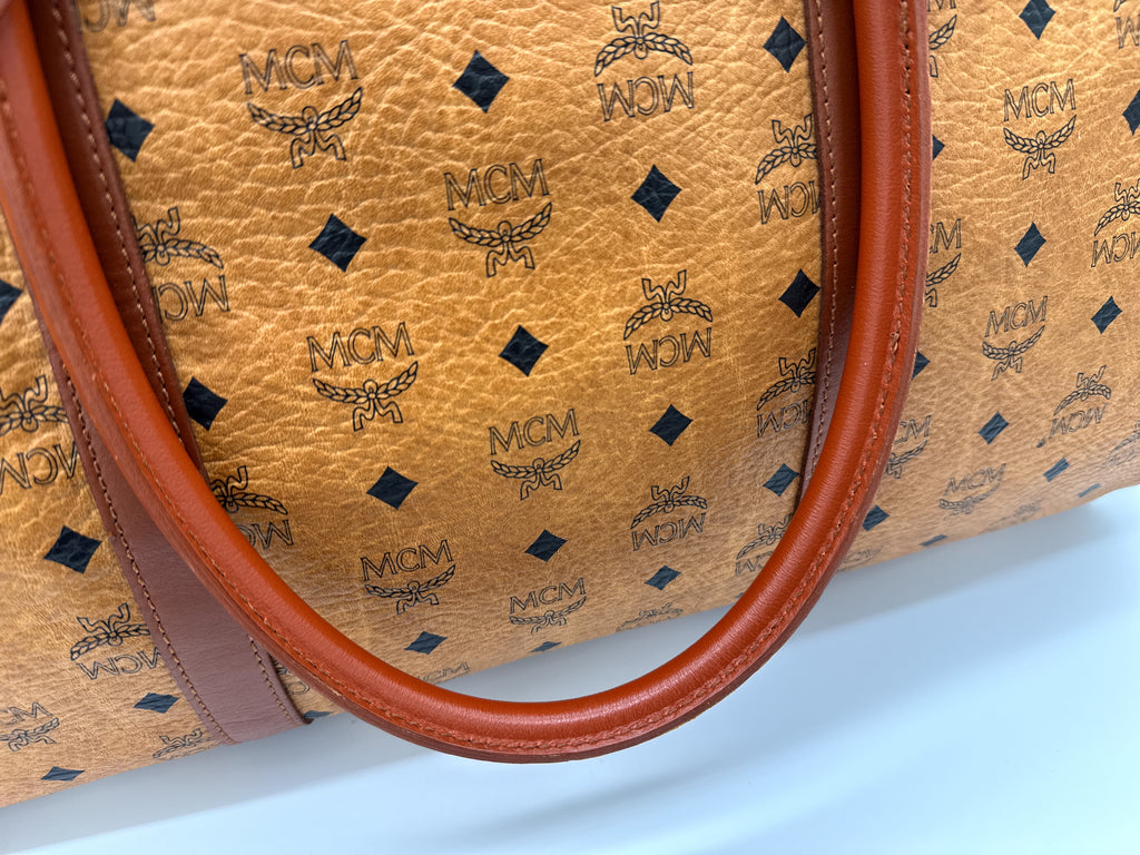 MCM Logogram Visetos Boston Bag – Brown/Gold (SKU: 121348)