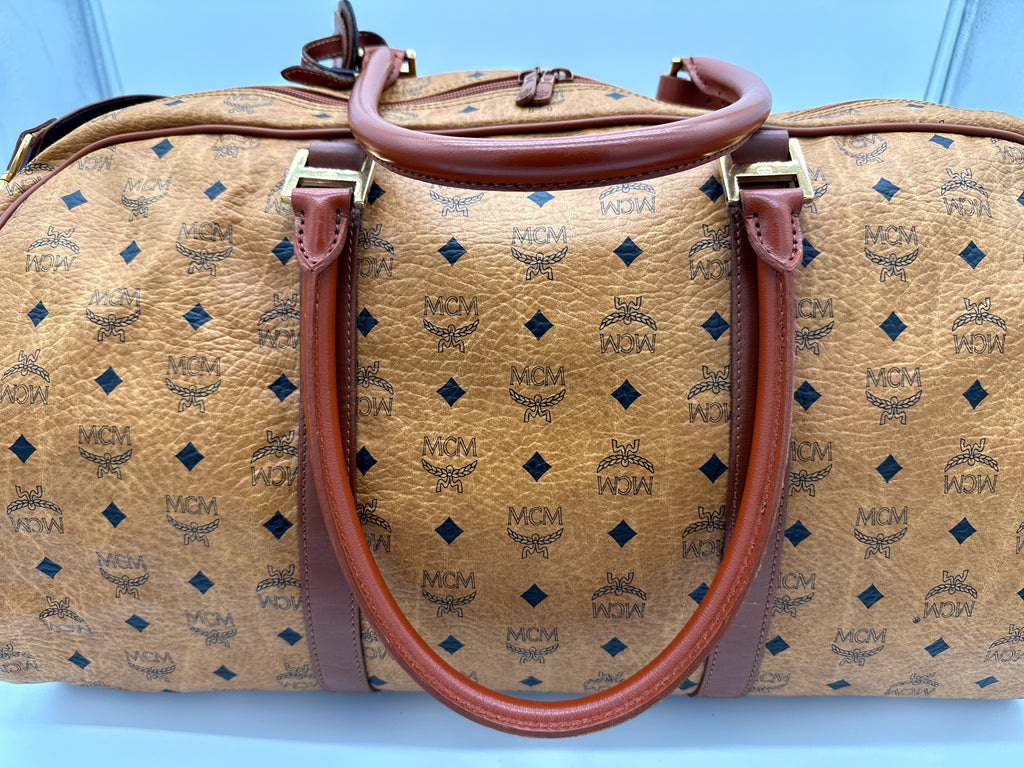 MCM Logogram Visetos Boston Bag – Brown/Gold (SKU: 121348)