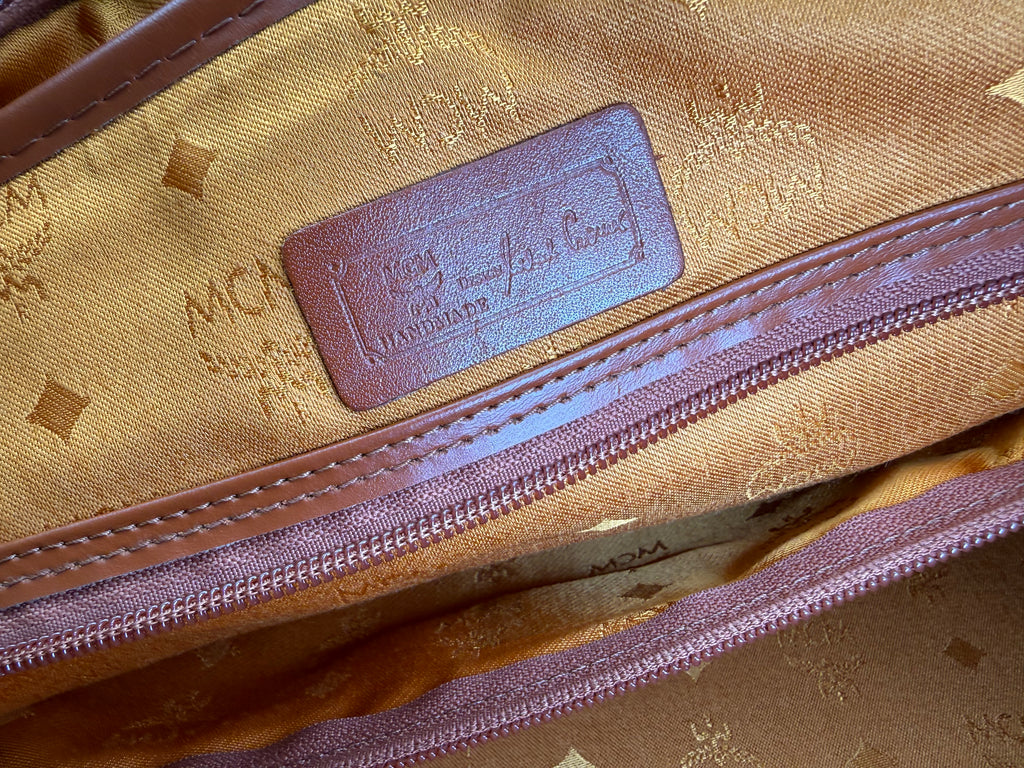 MCM Logogram Visetos Boston Bag – Brown/Gold (SKU: 121348)