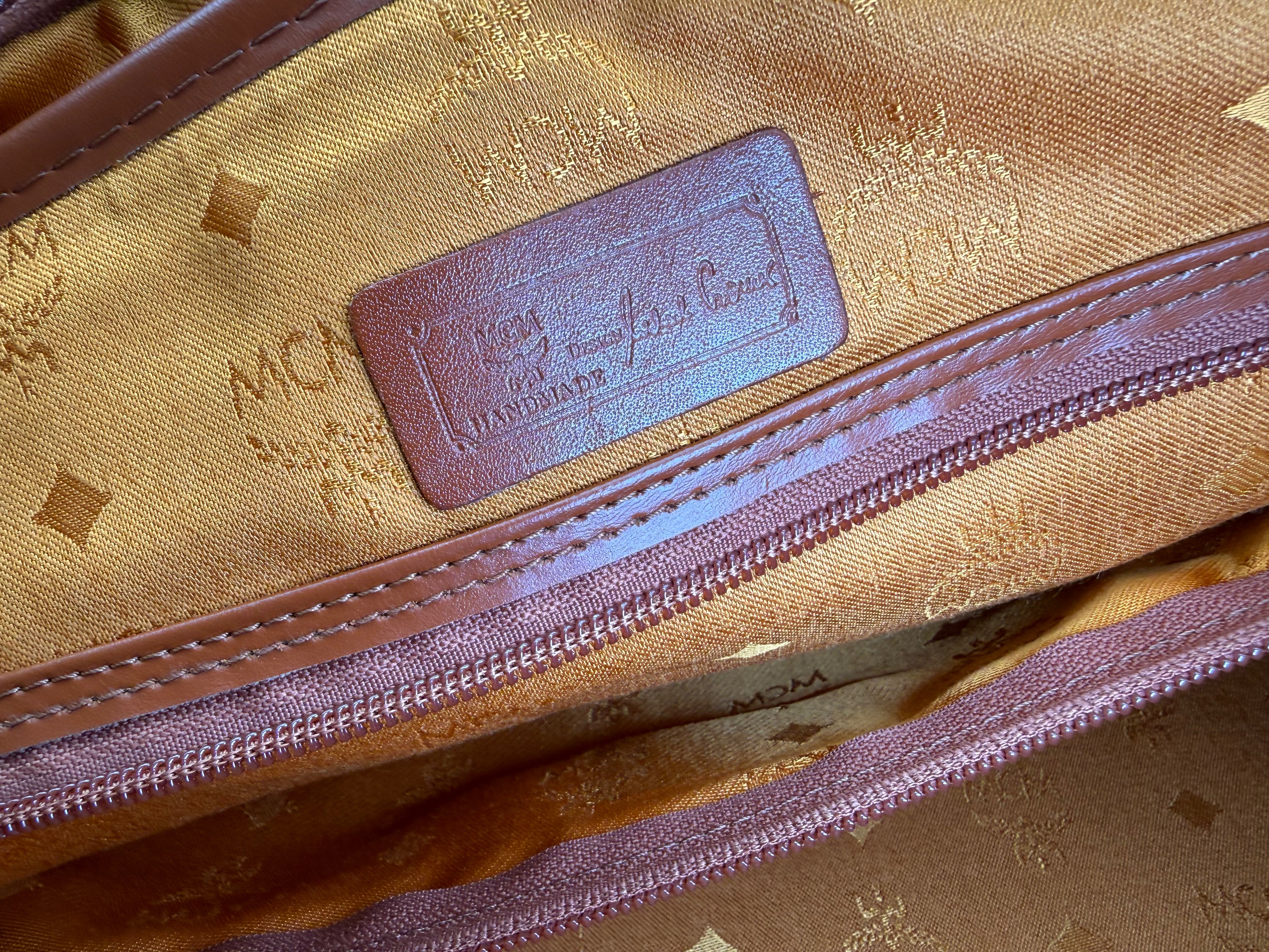 MCM Logogram Visetos Boston Bag – Brown/Gold (SKU: 121348)