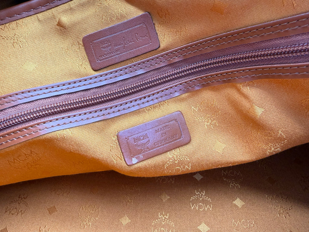 MCM Logogram Visetos Boston Bag – Brown/Gold (SKU: 121348)