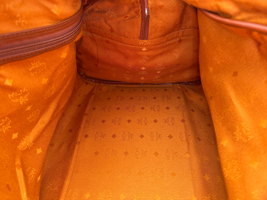 MCM Logogram Visetos Boston Bag – Brown/Gold (SKU: 121348)