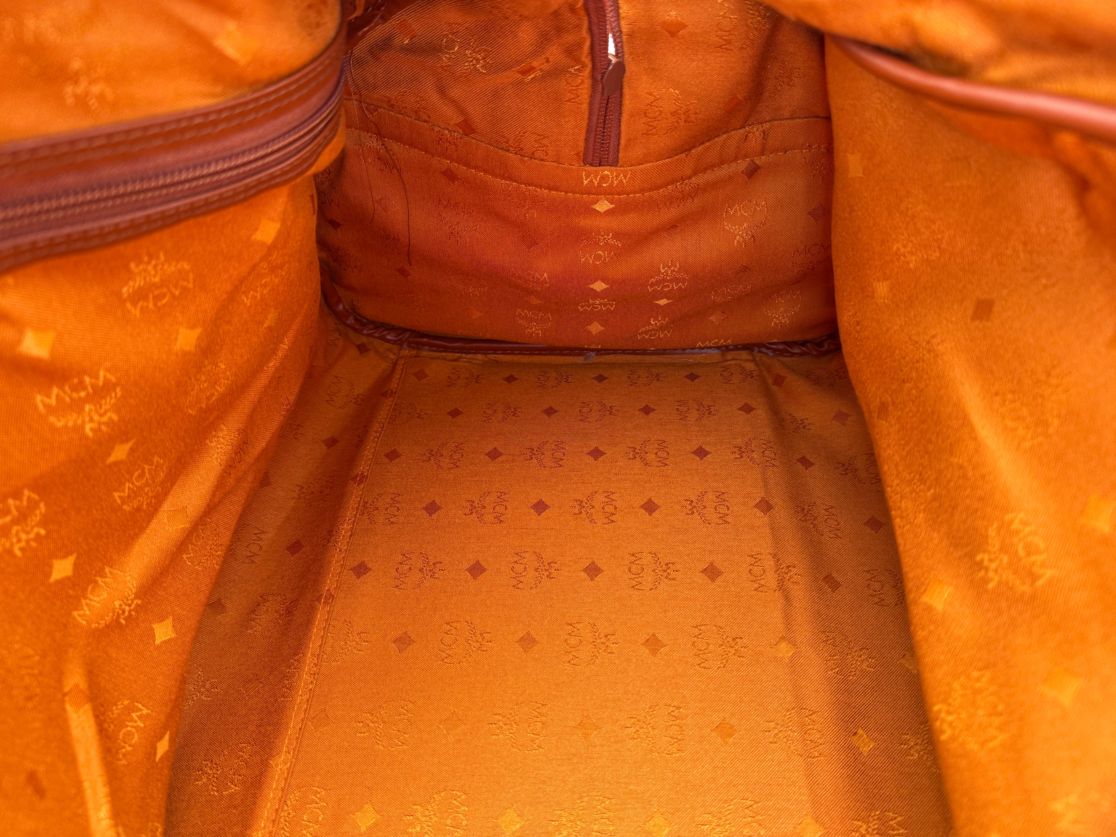 MCM Logogram Visetos Boston Bag – Brown/Gold (SKU: 121348)