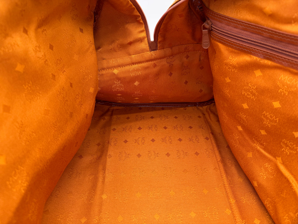 MCM Logogram Visetos Boston Bag – Brown/Gold (SKU: 121348)