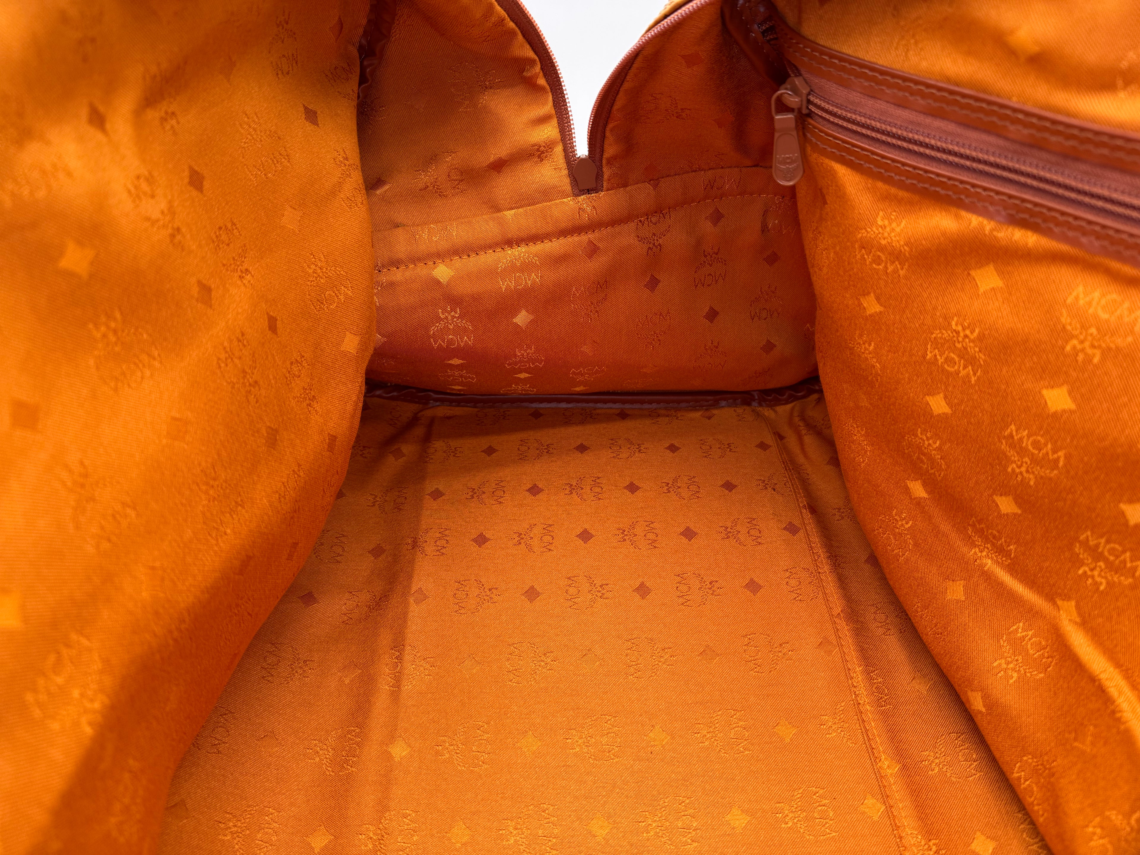 MCM Logogram Visetos Boston Bag – Brown/Gold (SKU: 121348)