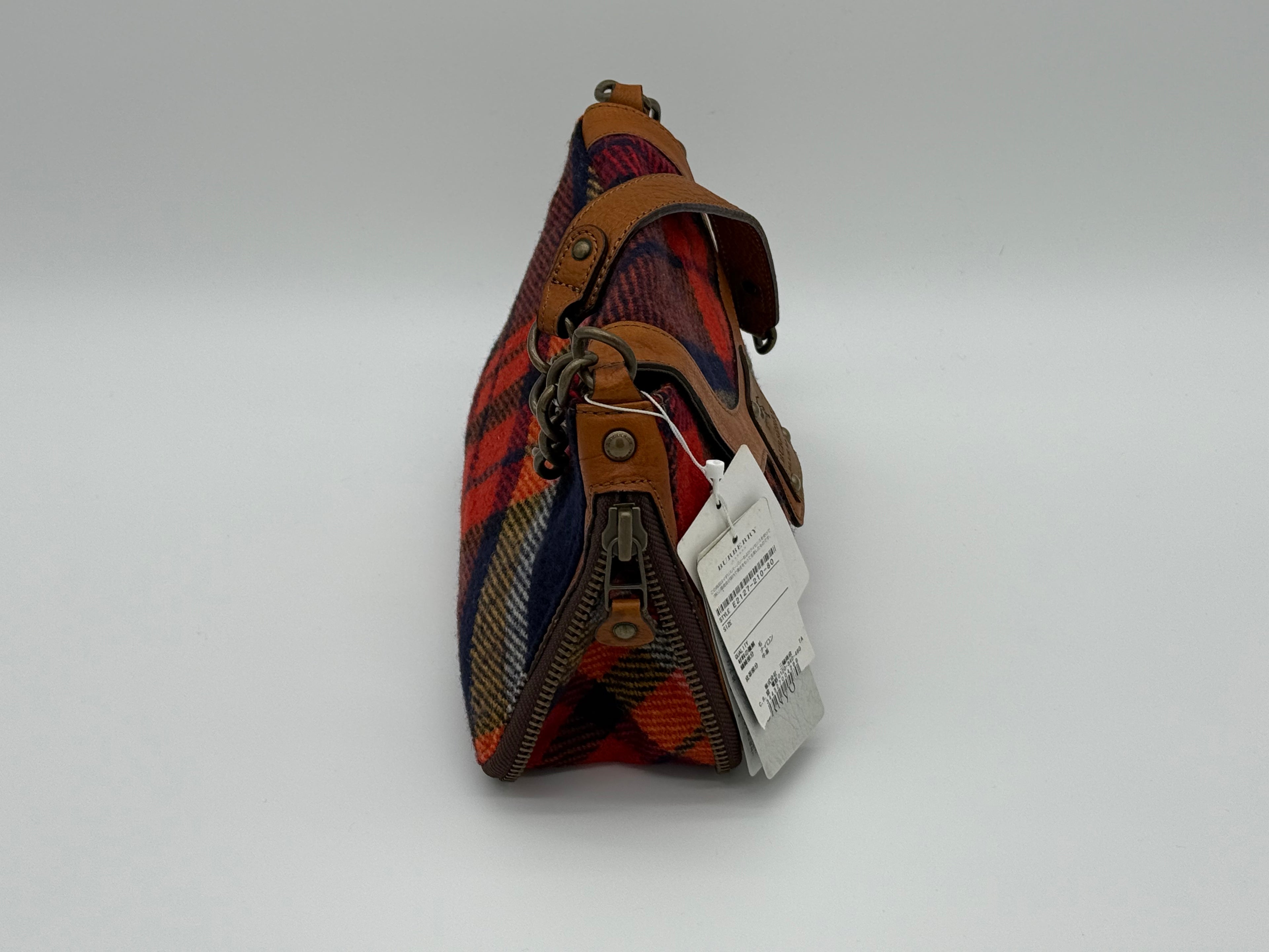 Burberry Nova Check Blue Label Shoulder Bag – Red Wool (SKU: 145519)