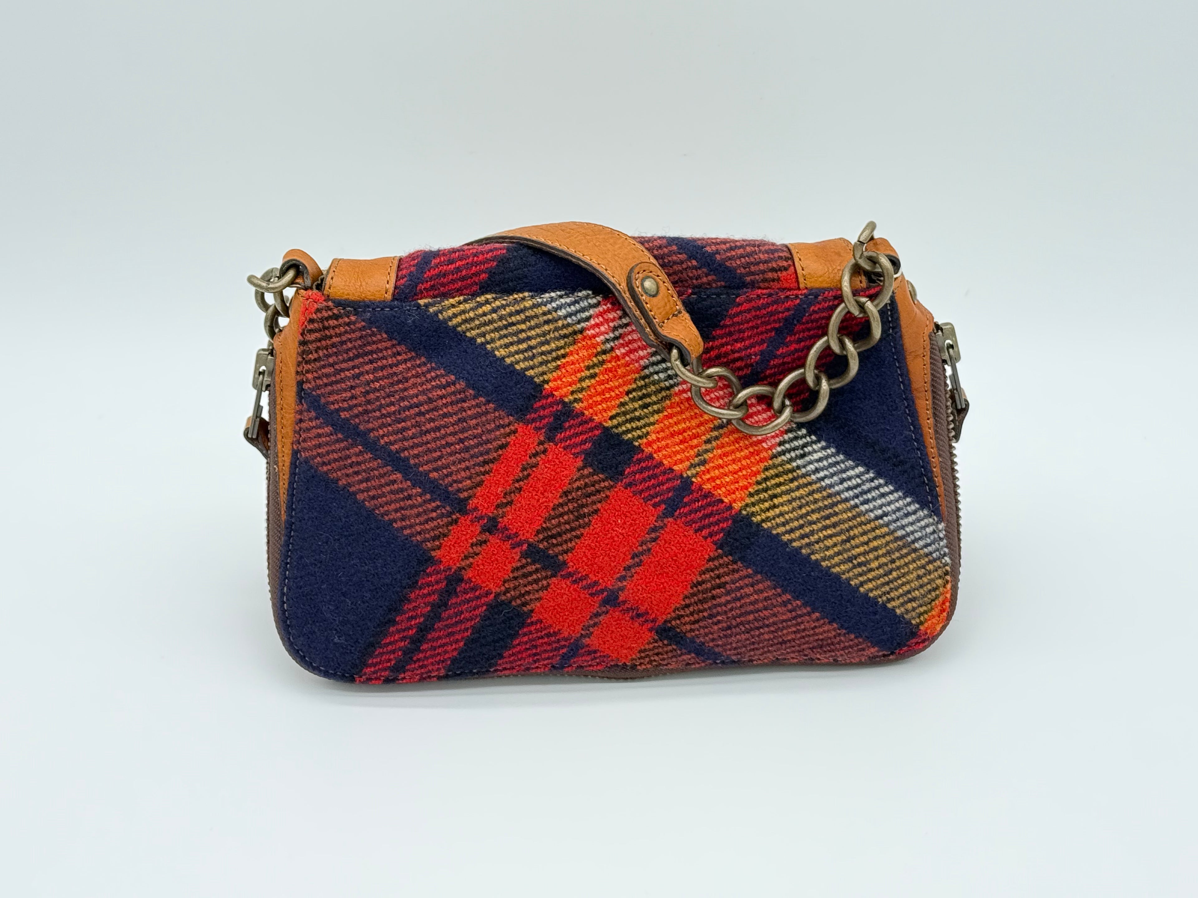 Burberry Nova Check Blue Label Shoulder Bag – Red Wool (SKU: 145519)