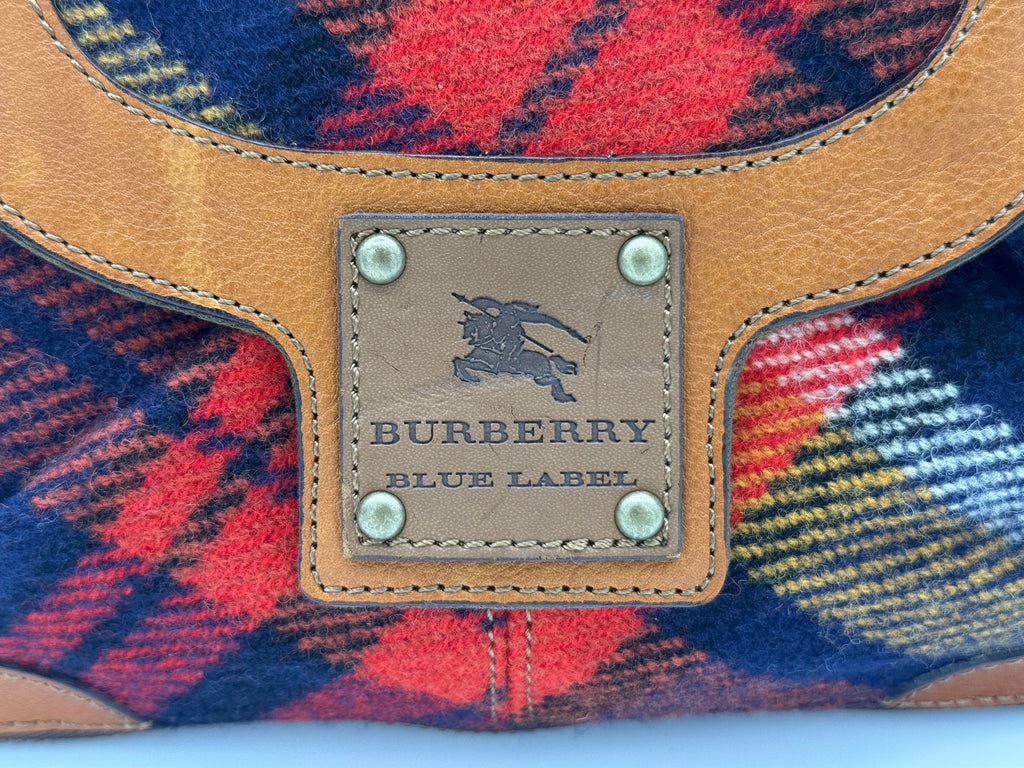 Burberry Nova Check Blue Label Shoulder Bag – Red Wool (SKU: 145519)