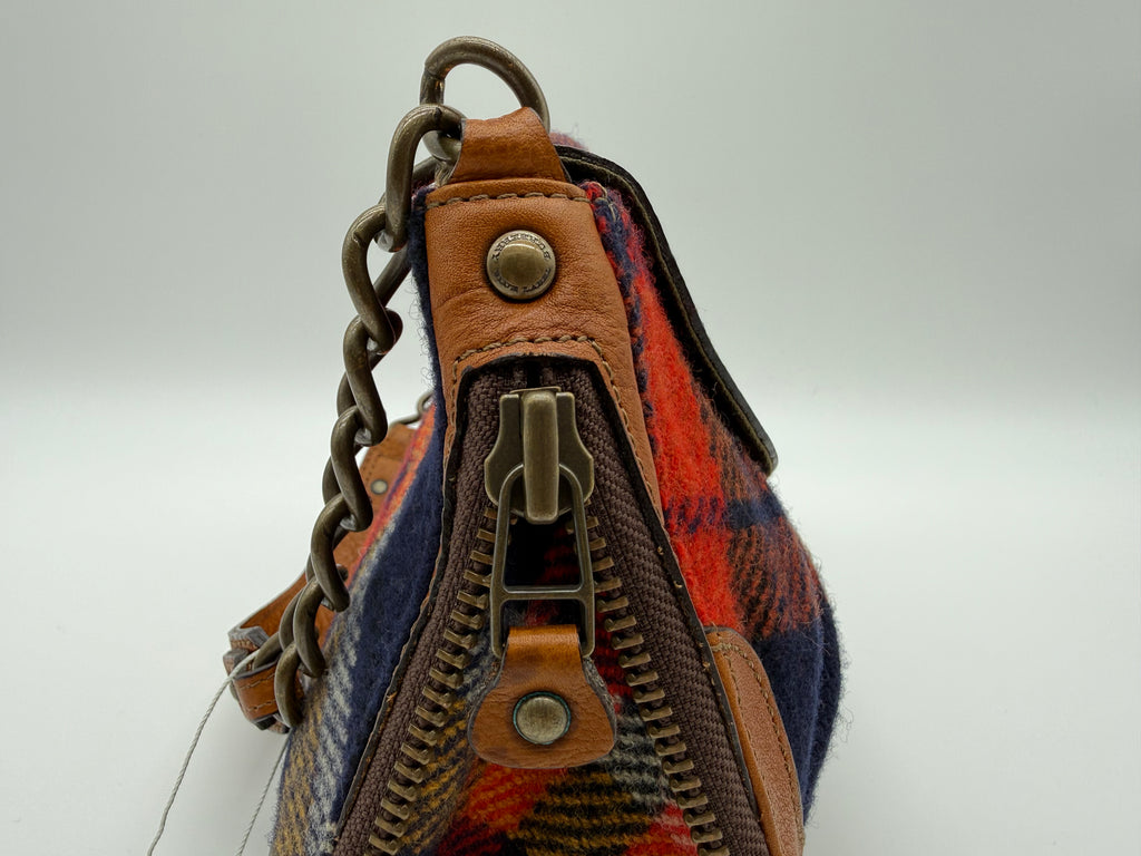 Burberry Nova Check Blue Label Shoulder Bag – Red Wool (SKU: 145519)