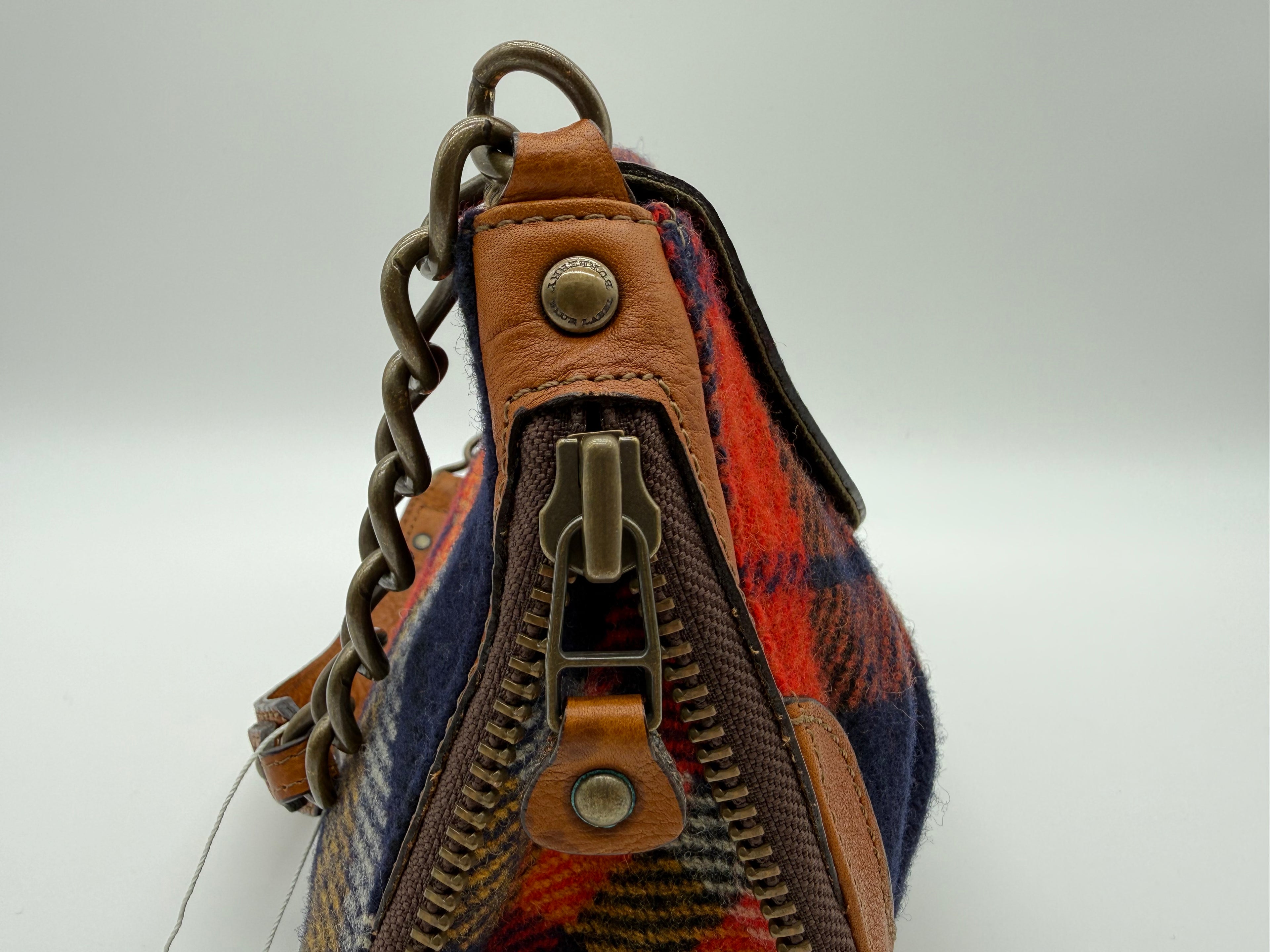 Burberry Nova Check Blue Label Shoulder Bag – Red Wool (SKU: 145519)