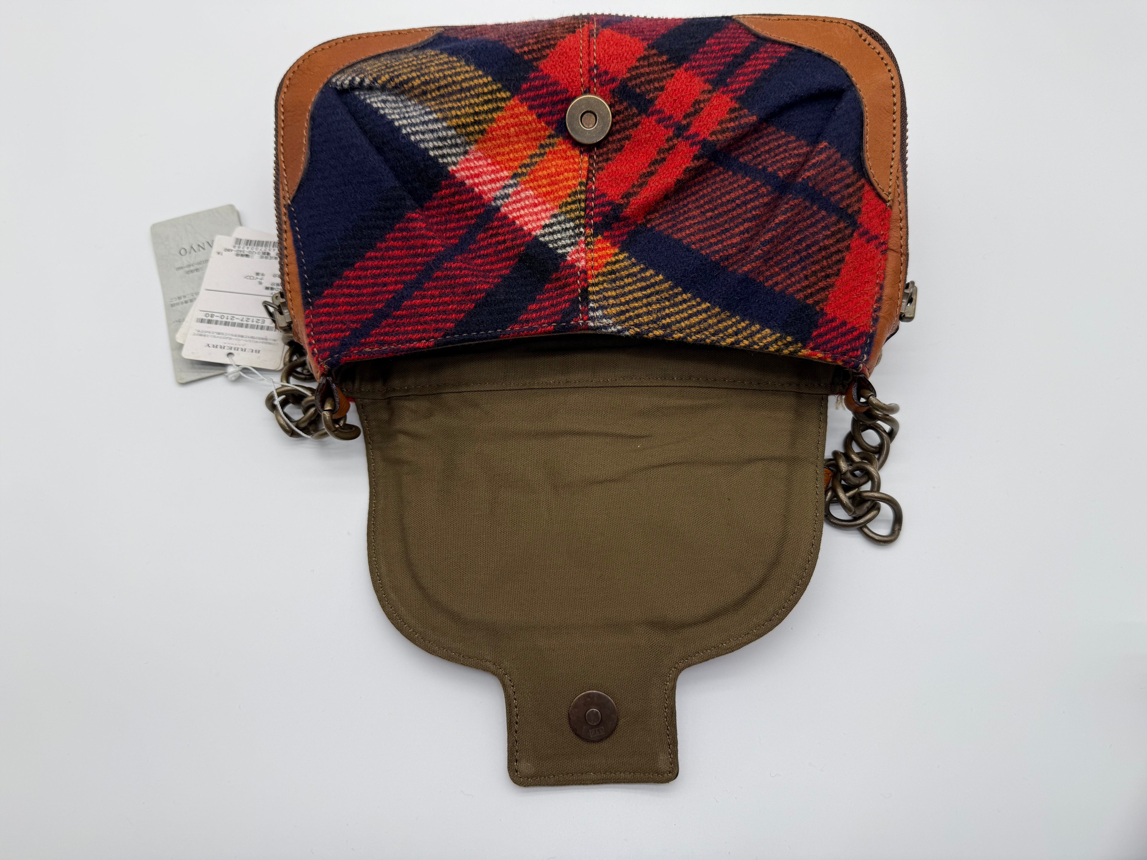 Burberry Nova Check Blue Label Shoulder Bag – Red Wool (SKU: 145519)