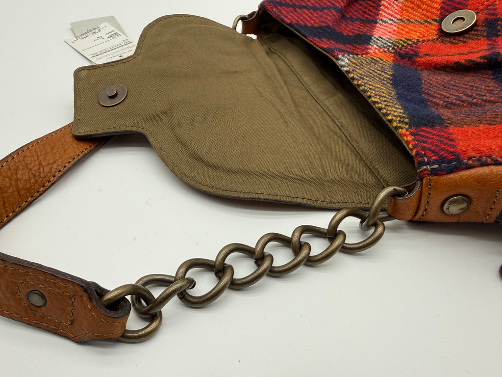 Burberry Nova Check Blue Label Shoulder Bag – Red Wool (SKU: 145519)