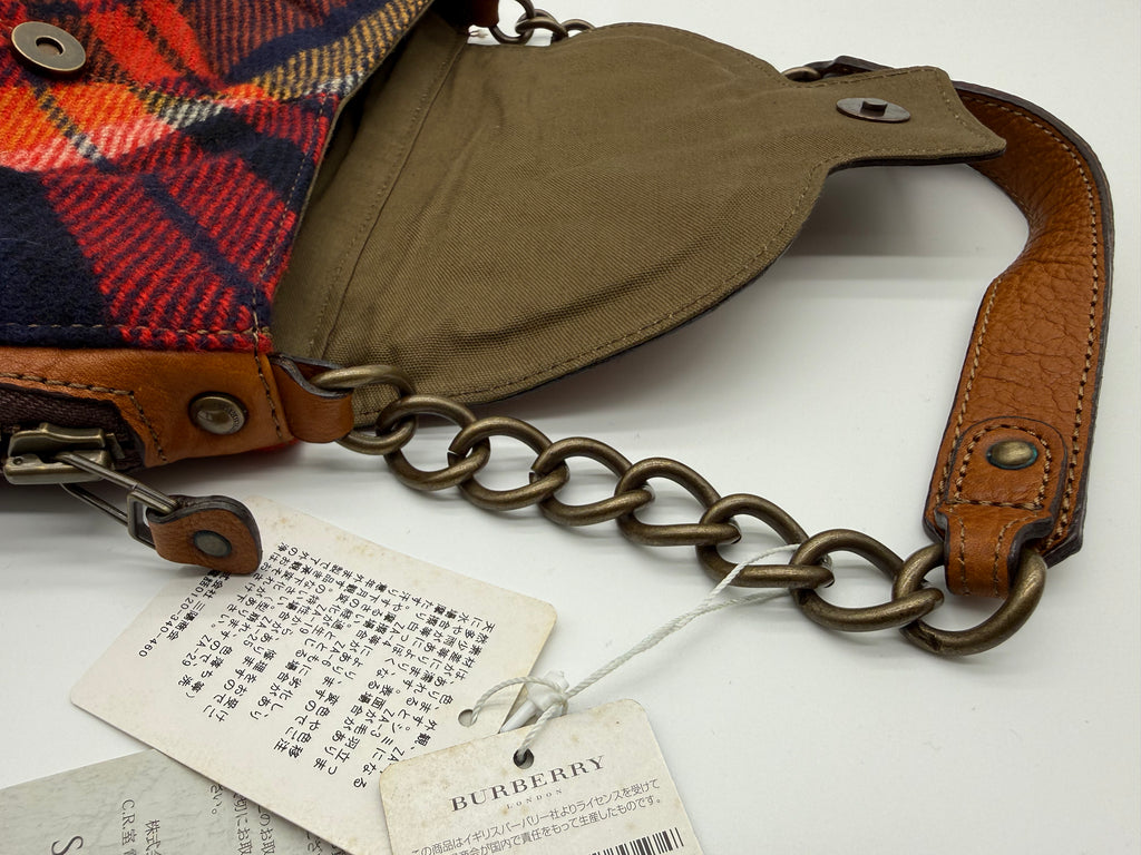 Burberry Nova Check Blue Label Shoulder Bag – Red Wool (SKU: 145519)