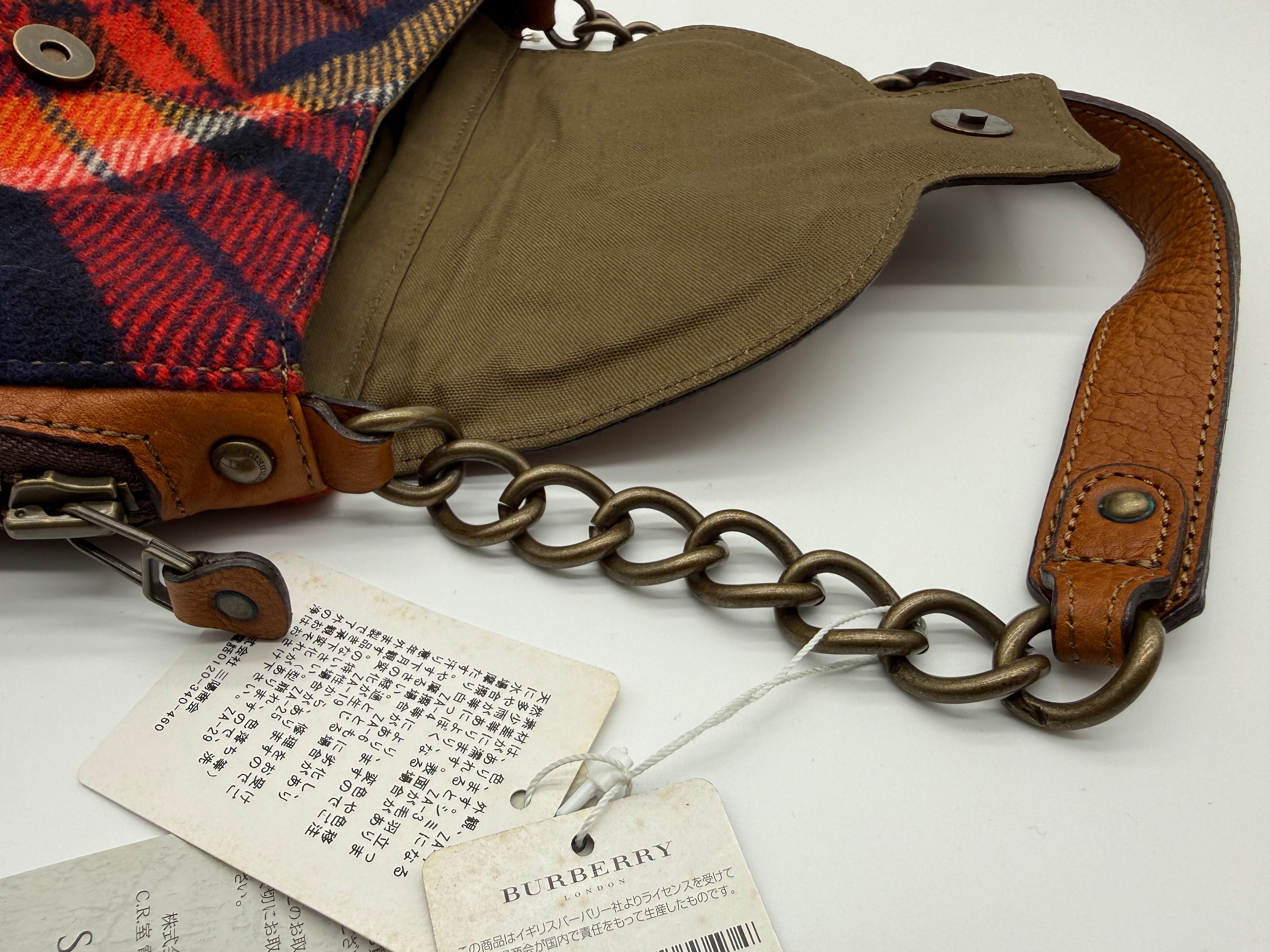 Burberry Nova Check Blue Label Shoulder Bag – Red Wool (SKU: 145519)