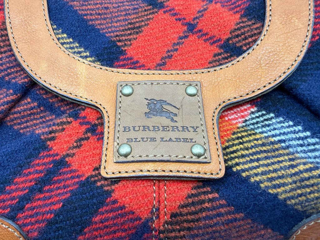 Burberry Nova Check Blue Label Shoulder Bag – Red Wool (SKU: 145519)