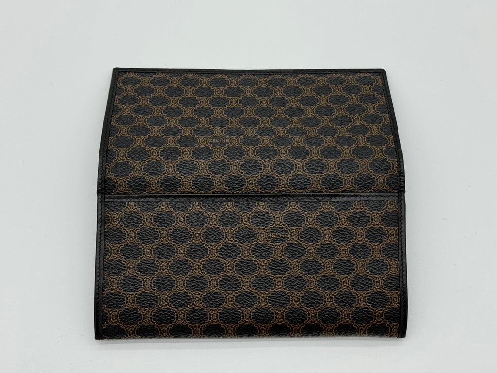 Celine Macadam Canvas Long Wallet – Black PVC Leather (SKU: am9298V)