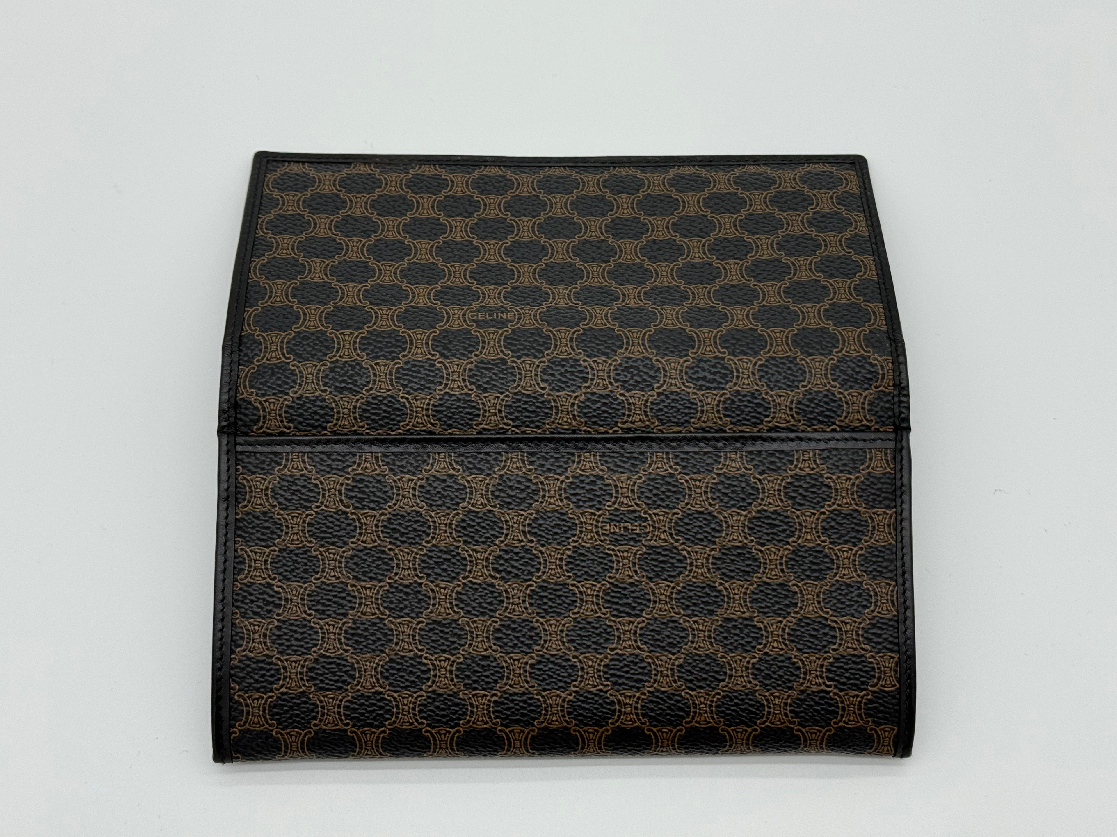 Celine Macadam Canvas Long Wallet – Black PVC Leather (SKU: am9298V)