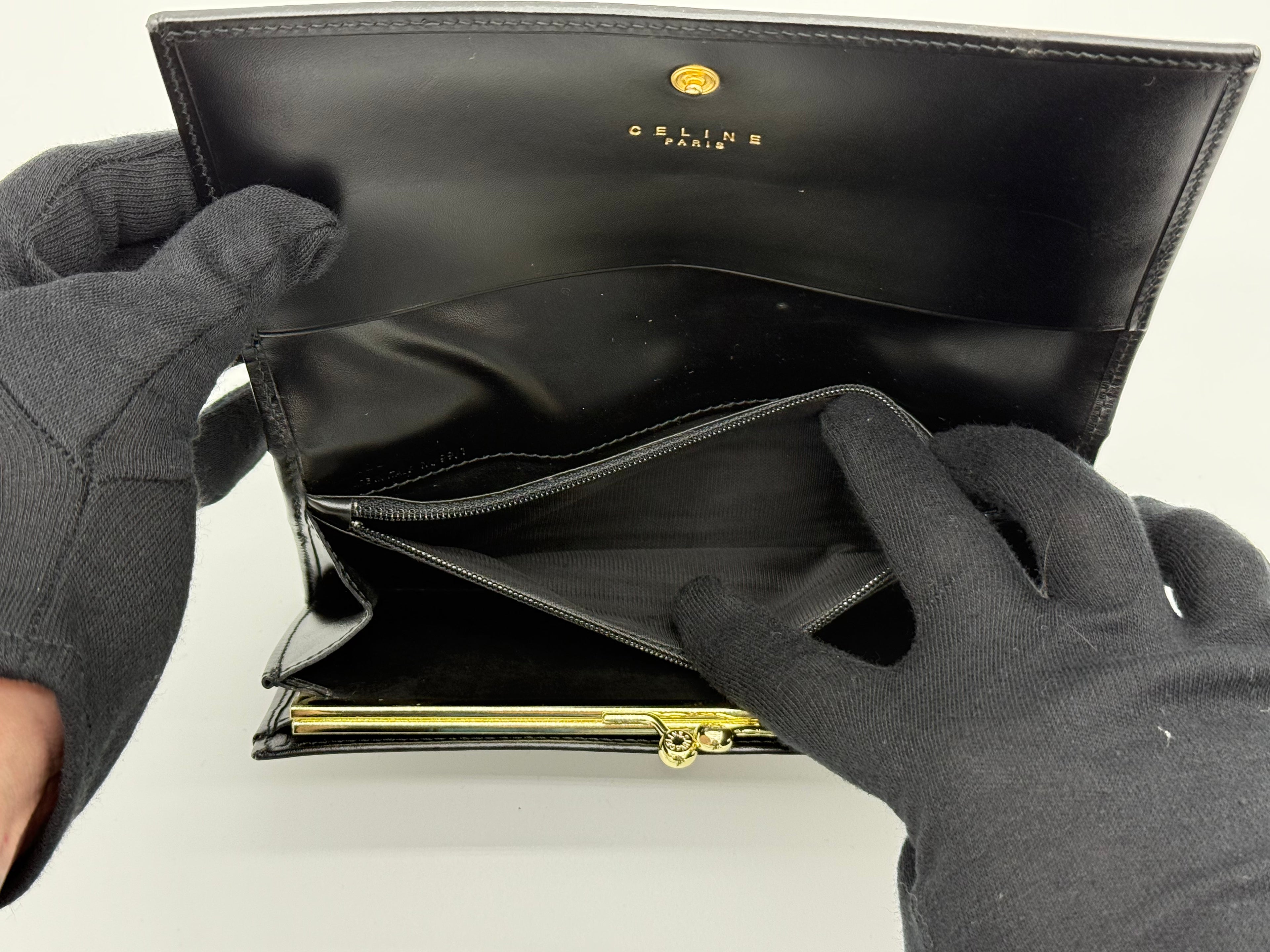 Celine Macadam Canvas Long Wallet – Black PVC Leather (SKU: am9298V)