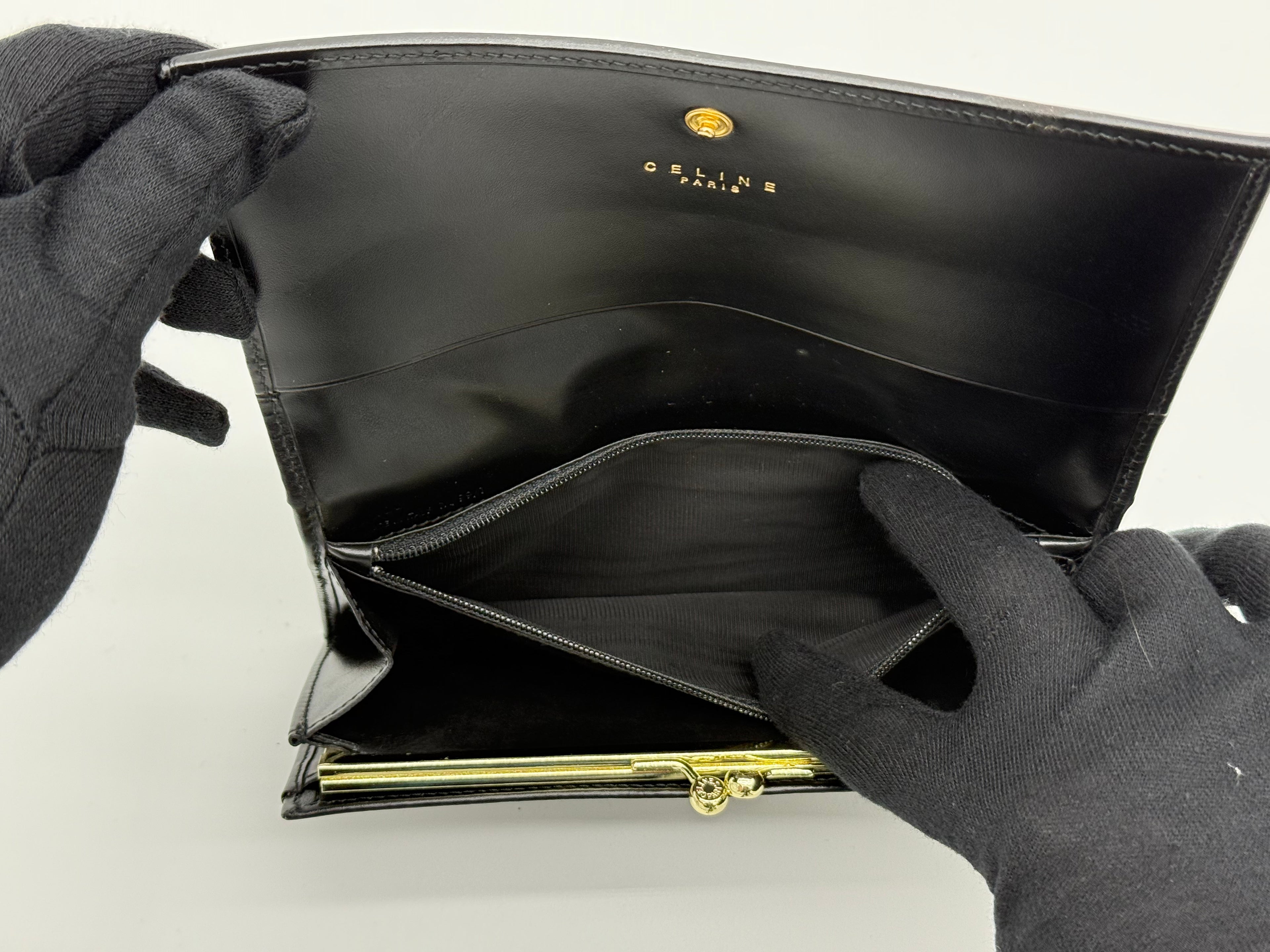 Celine Macadam Canvas Long Wallet – Black PVC Leather (SKU: am9298V)