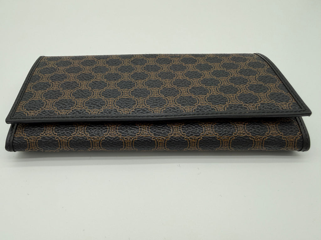 Celine Macadam Canvas Long Wallet – Black PVC Leather (SKU: am9298V)