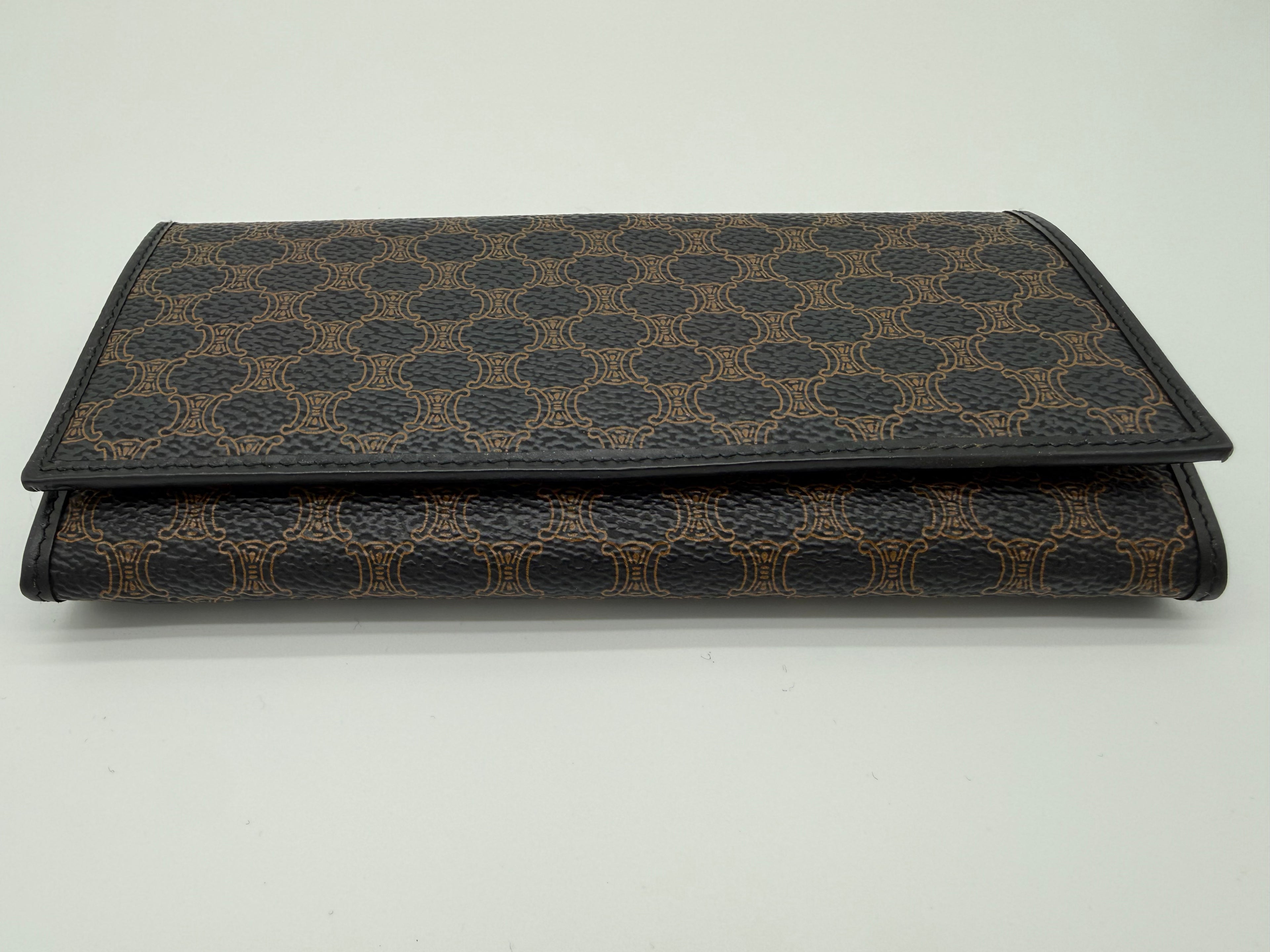 Celine Macadam Canvas Long Wallet – Black PVC Leather (SKU: am9298V)