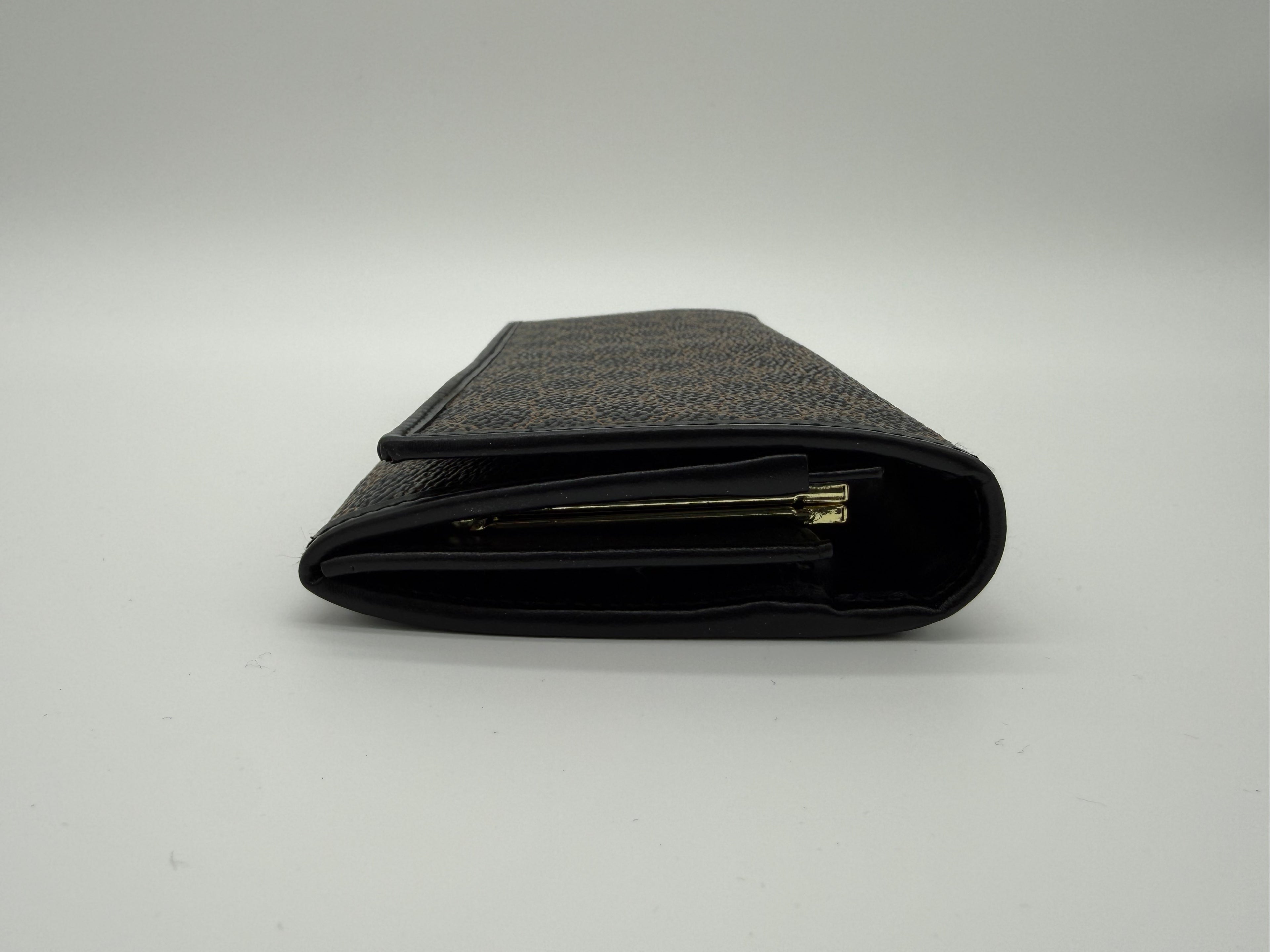 Celine Macadam Canvas Long Wallet – Black PVC Leather (SKU: am9298V)