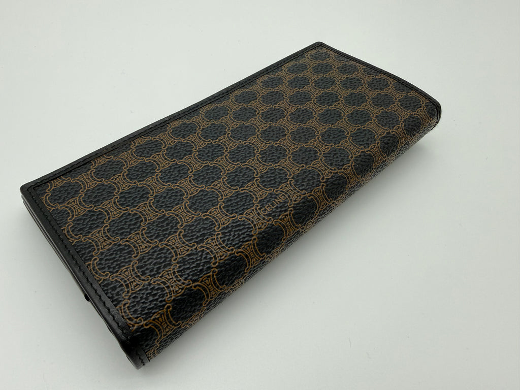 Celine Macadam Canvas Long Wallet – Black PVC Leather (SKU: am9298V)