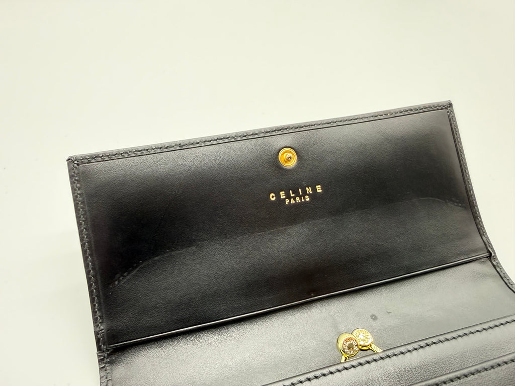 Celine Macadam Canvas Long Wallet – Black PVC Leather (SKU: am9298V)