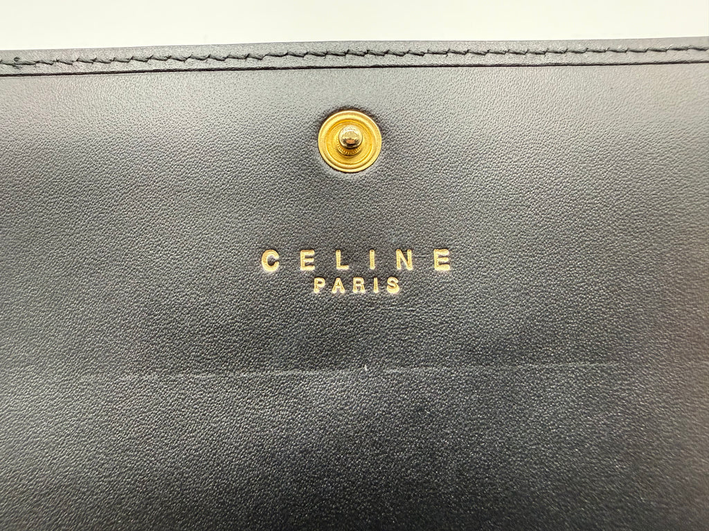 Celine Macadam Canvas Long Wallet – Black PVC Leather (SKU: am9298V)