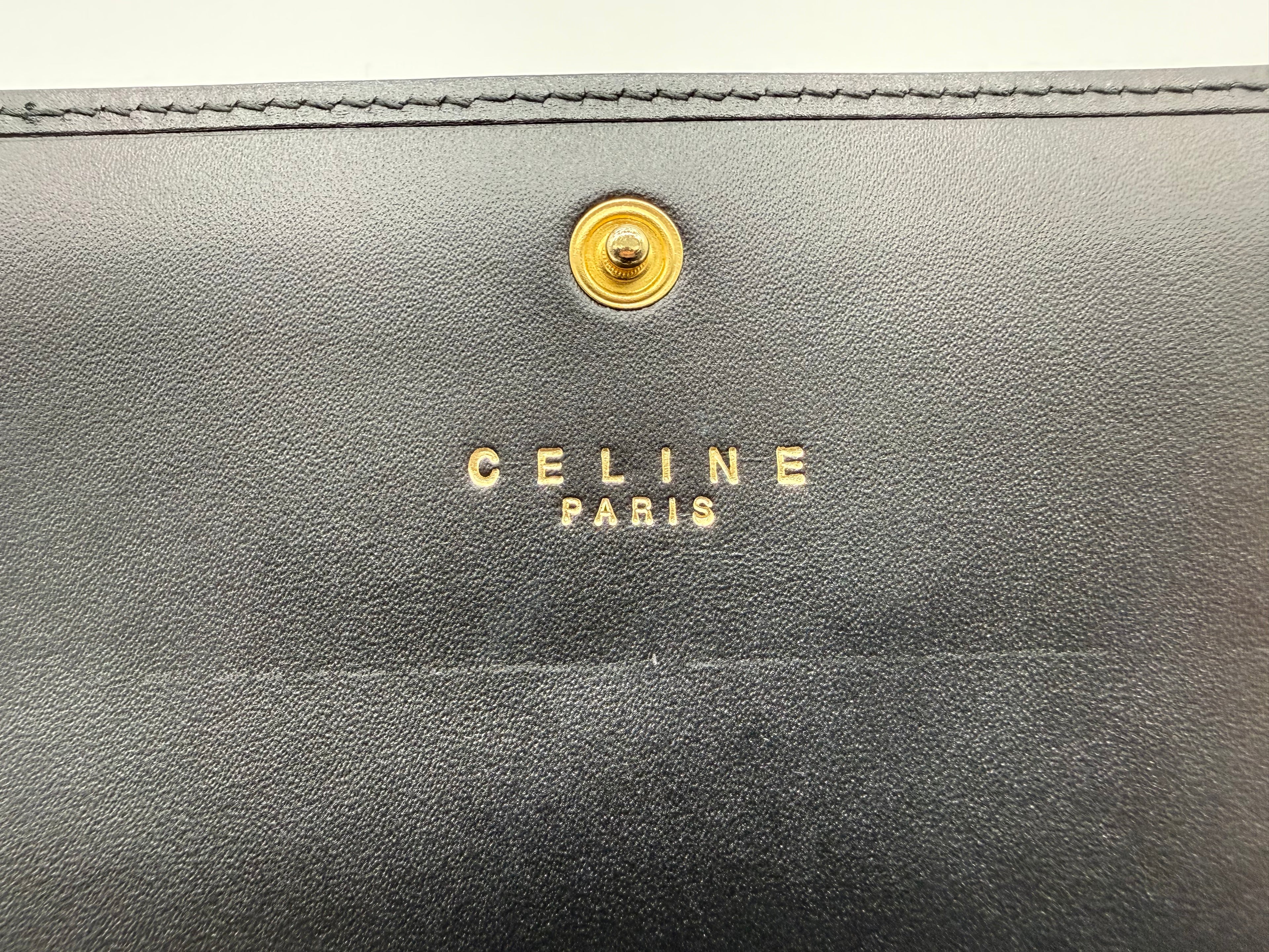 Celine Macadam Canvas Long Wallet – Black PVC Leather (SKU: am9298V)