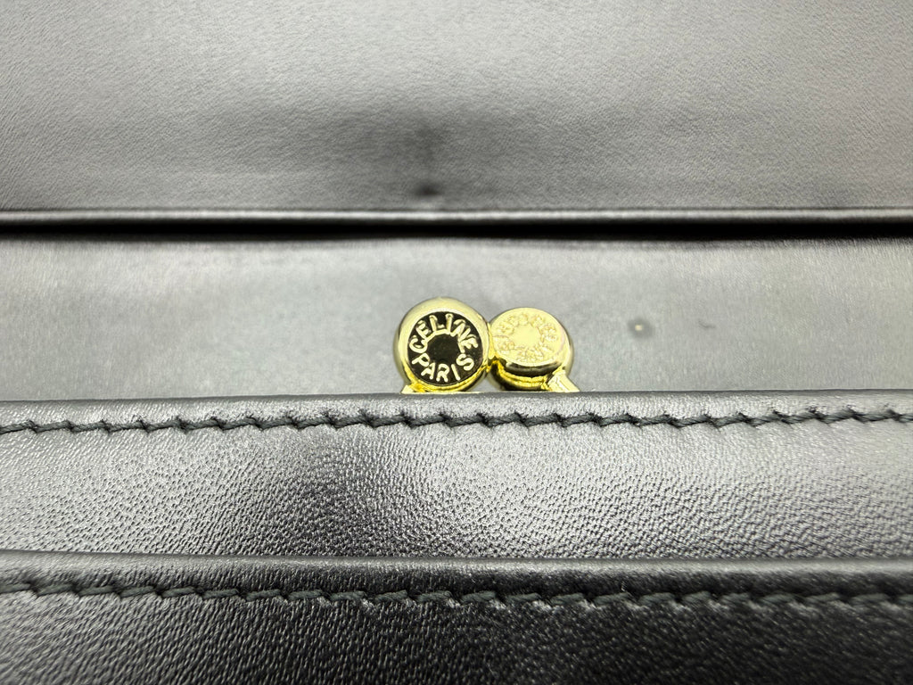 Celine Macadam Canvas Long Wallet – Black PVC Leather (SKU: am9298V)