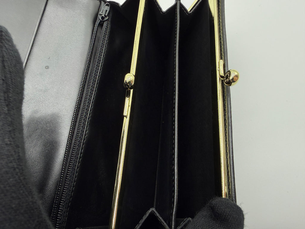 Celine Macadam Canvas Long Wallet – Black PVC Leather (SKU: am9298V)