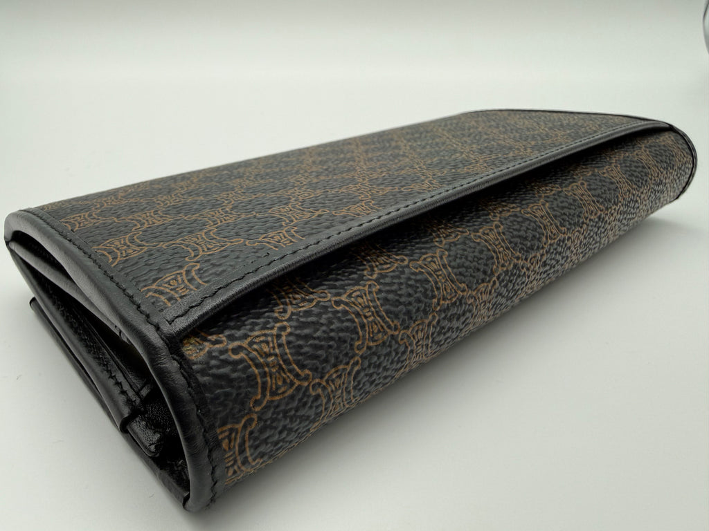 Celine Macadam Canvas Long Wallet – Black PVC Leather (SKU: am9298V)