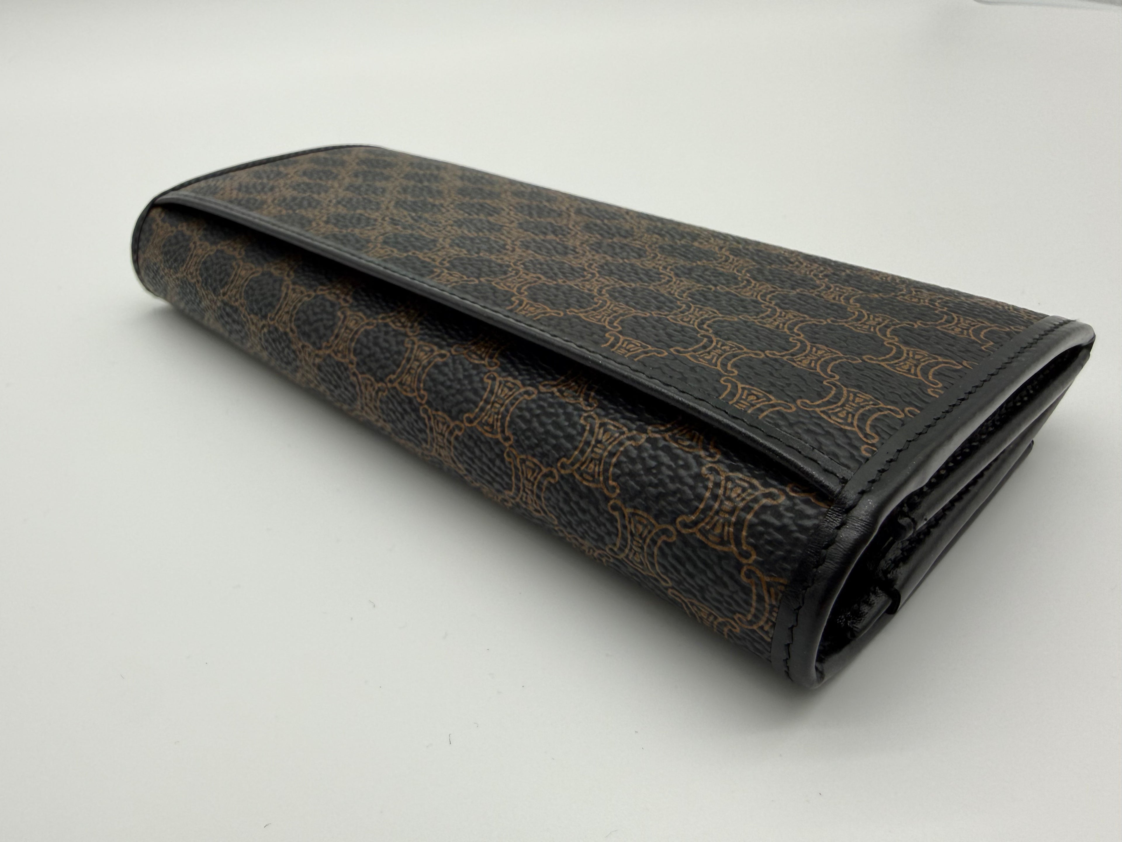 Celine Macadam Canvas Long Wallet – Black PVC Leather (SKU: am9298V)