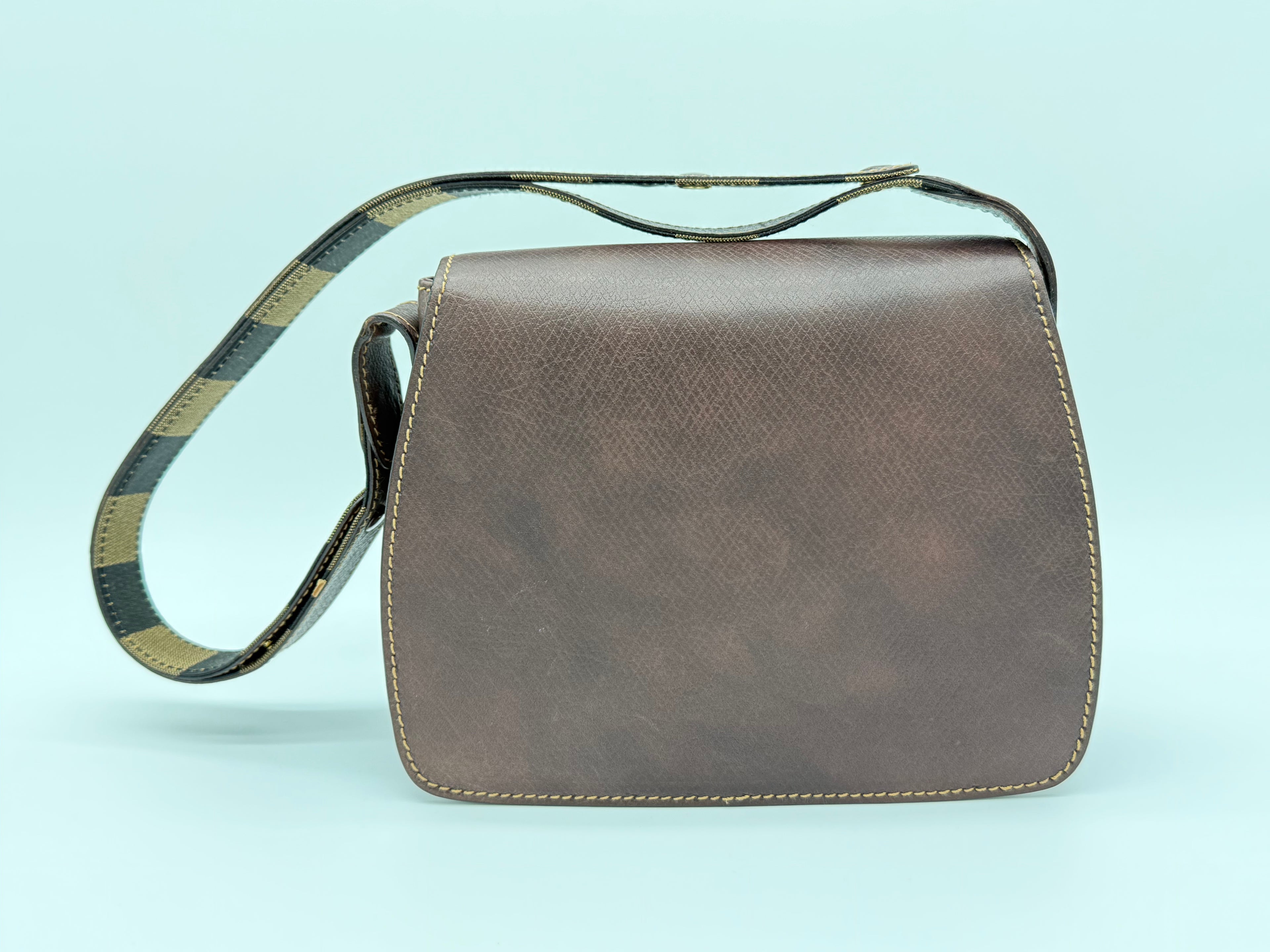 Fendi Leather Shoulder Bag – Brown & Gold (SKU: 148864V)