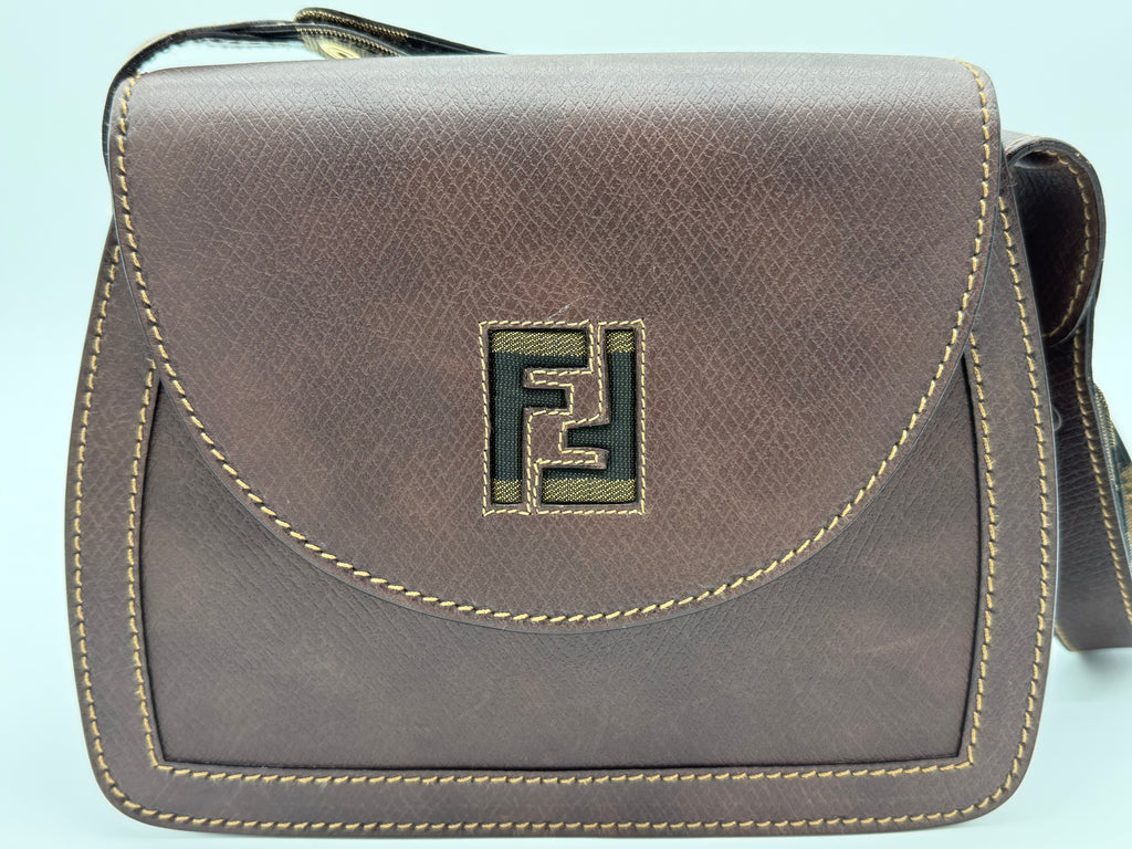 Fendi Leather Shoulder Bag – Brown & Gold (SKU: 148864V)