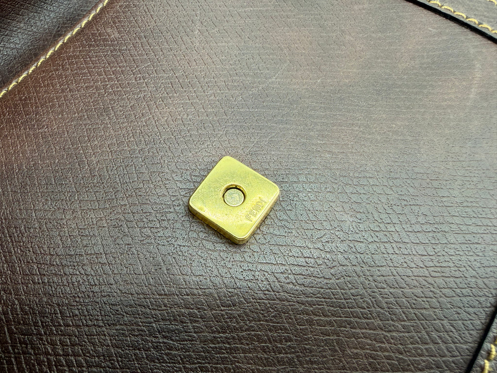 Fendi Leather Shoulder Bag – Brown & Gold (SKU: 148864V)