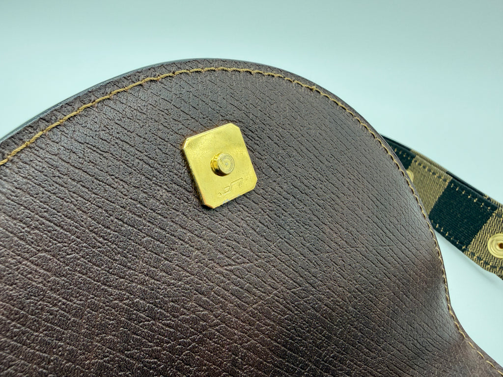 Fendi Leather Shoulder Bag – Brown & Gold (SKU: 148864V)