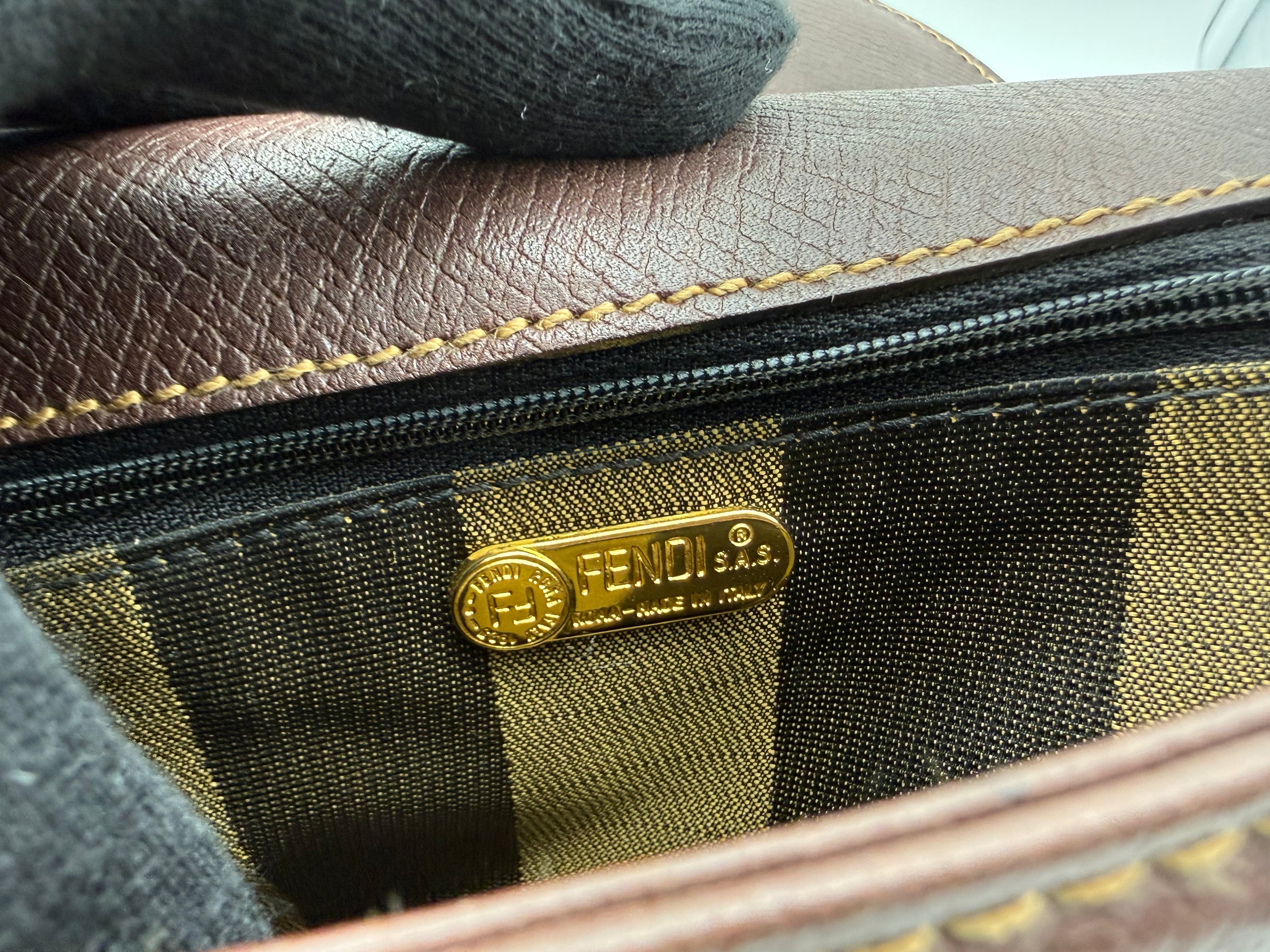 Fendi Leather Shoulder Bag – Brown & Gold (SKU: 148864V)