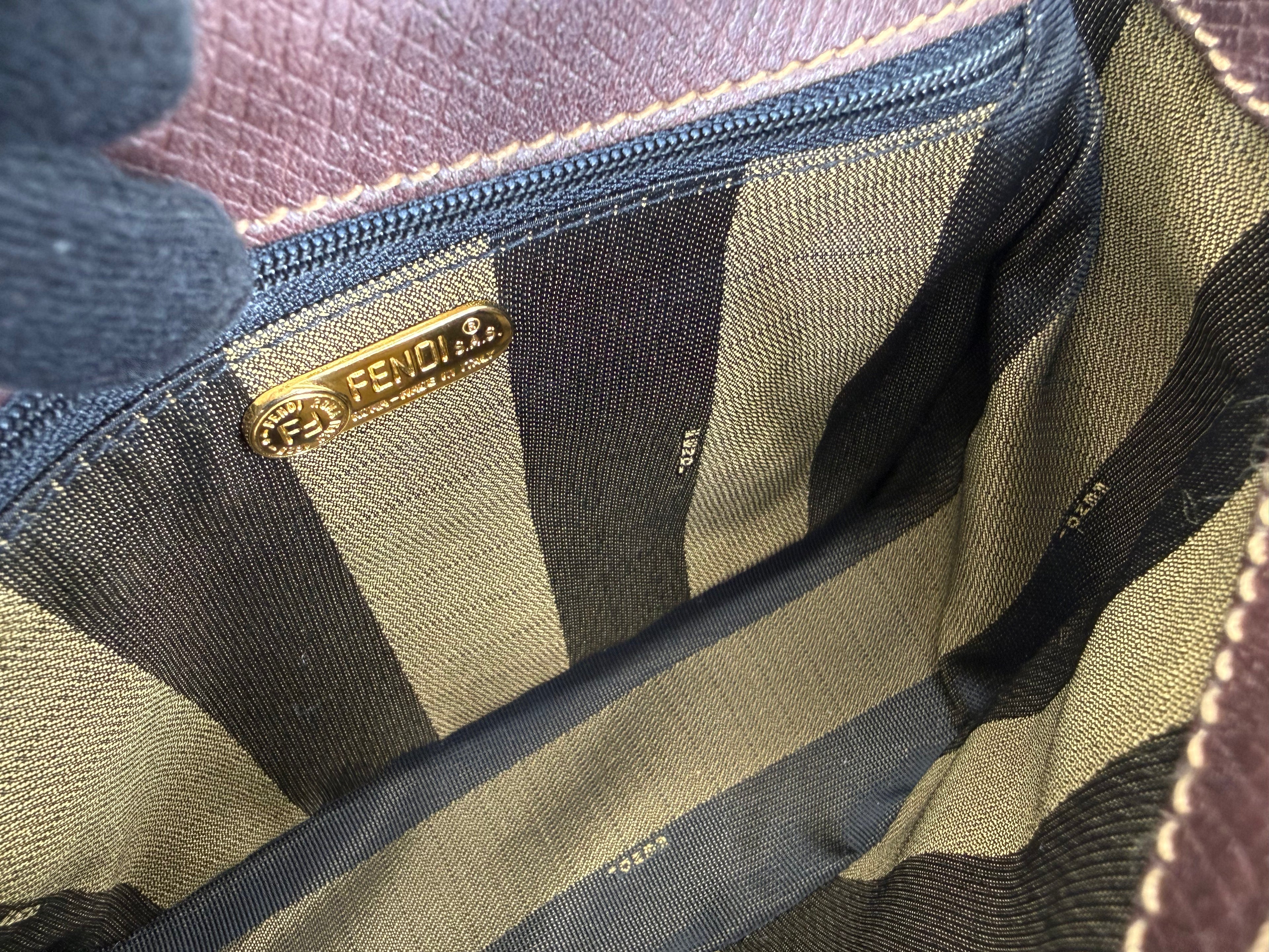 Fendi Leather Shoulder Bag – Brown & Gold (SKU: 148864V)